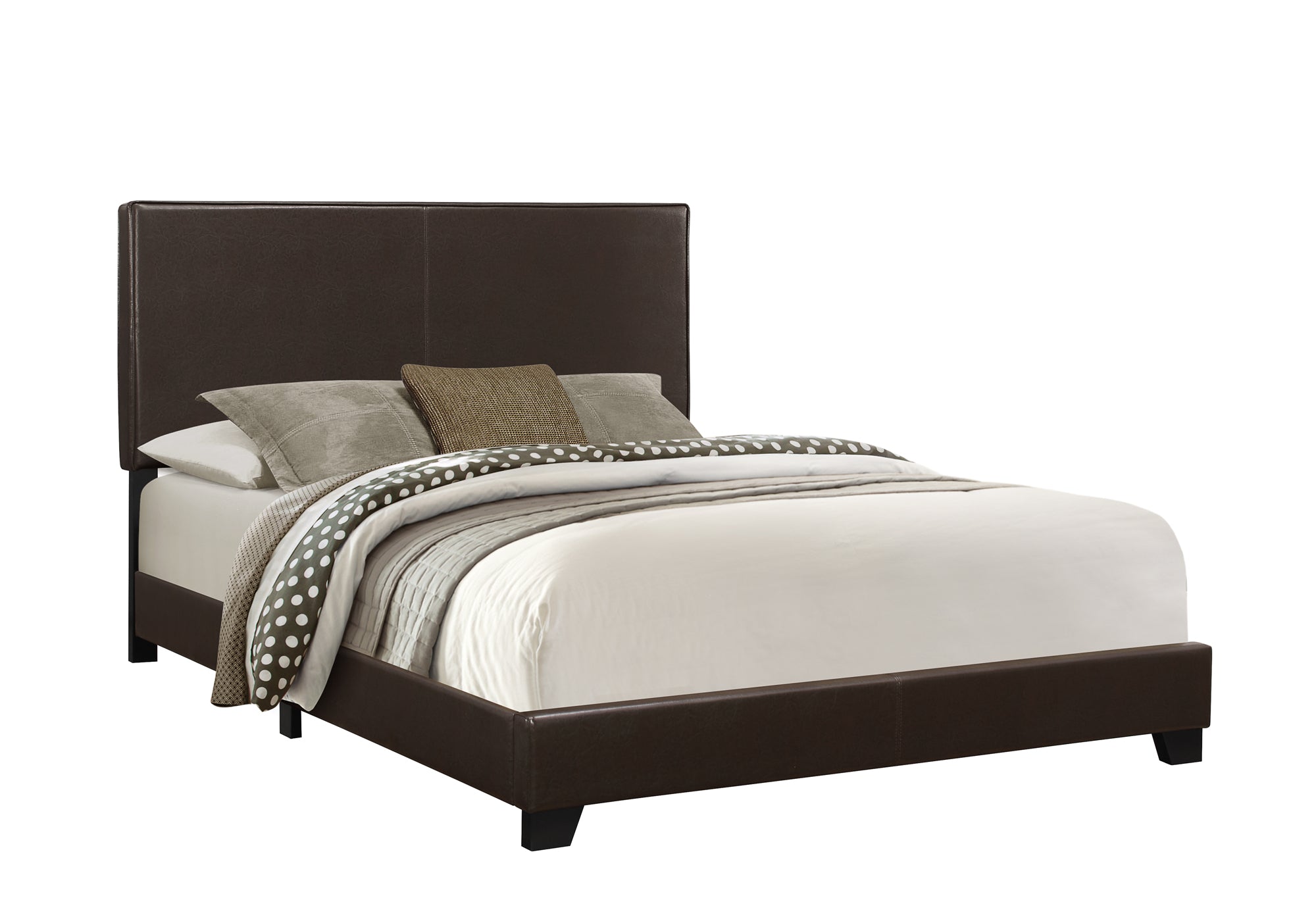 Bed - Queen Size / Dark Brown Leather-Look