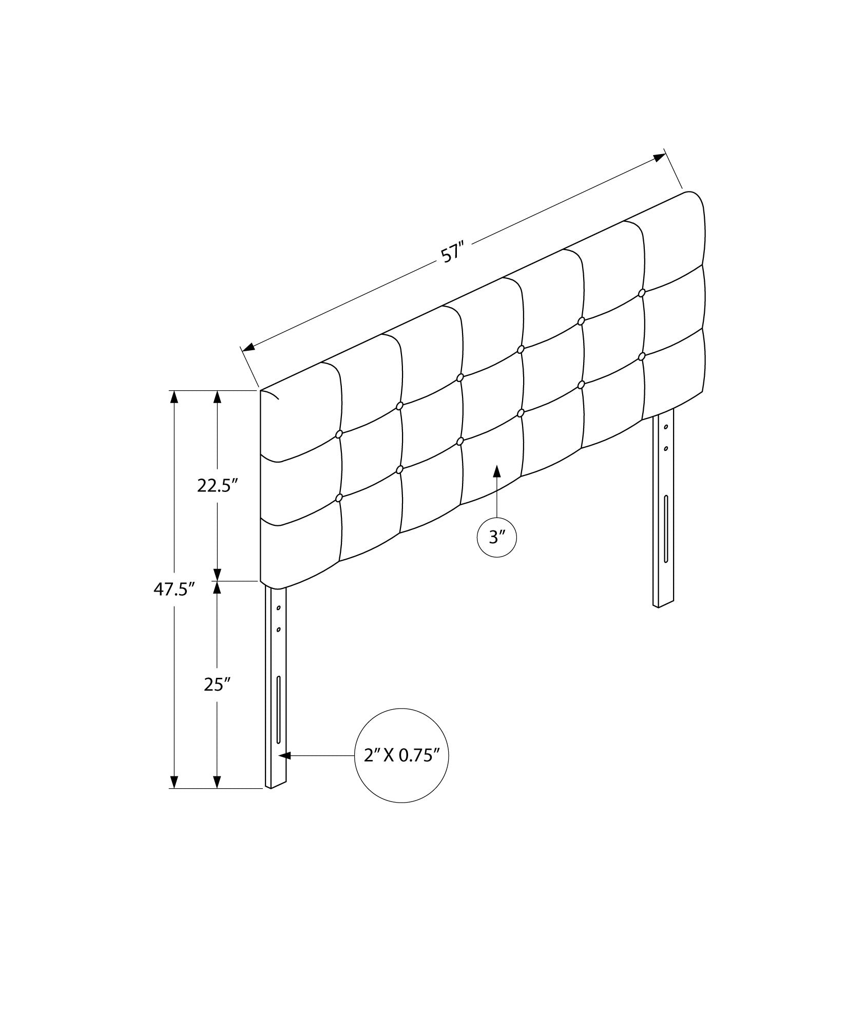 Bed - Full Size / Brown Leather-Look Headboard Only