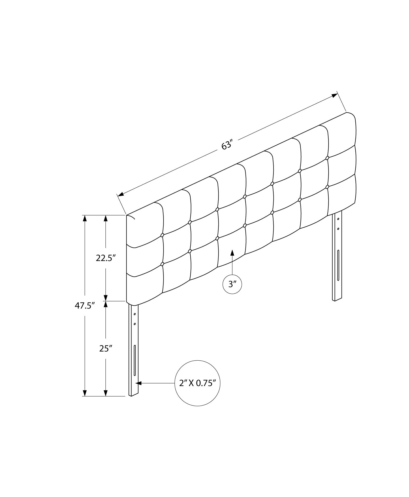 Bed - Queen Size / Brown Leather-Look Headboard Only