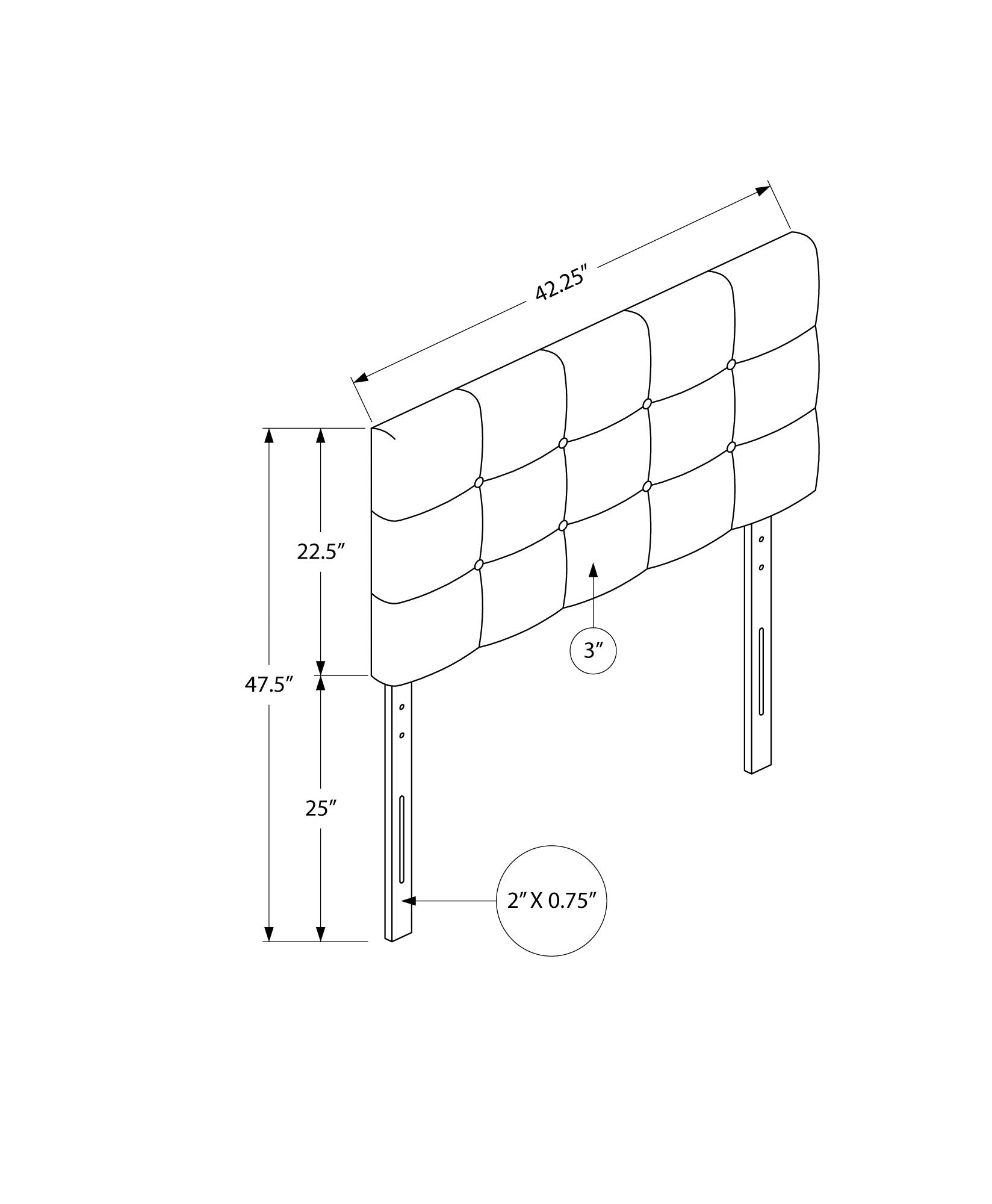 Bed - Twin Size / Brown Leather-Look Headboard Only