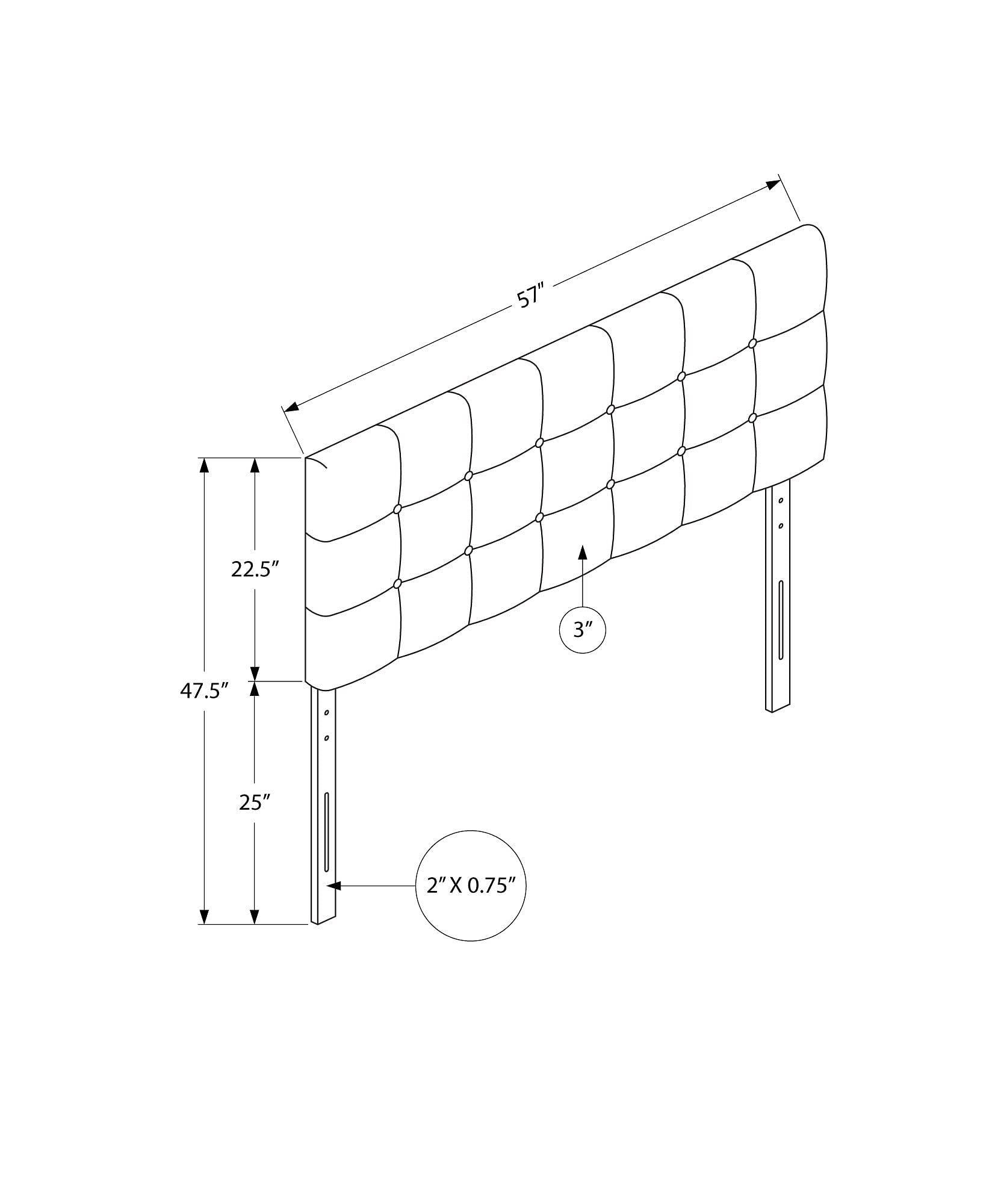 Bed - Full Size / Grey Leather-Look Headboard Only
