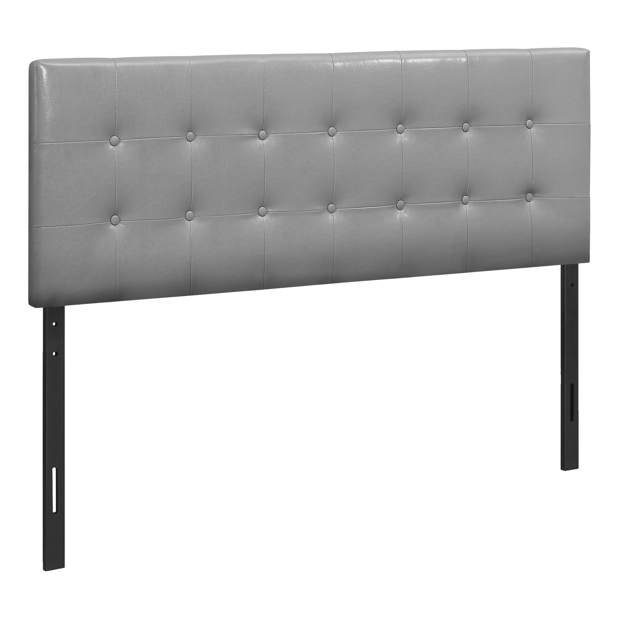 Bed - Queen Size / Grey Leather-Look Headboard Only