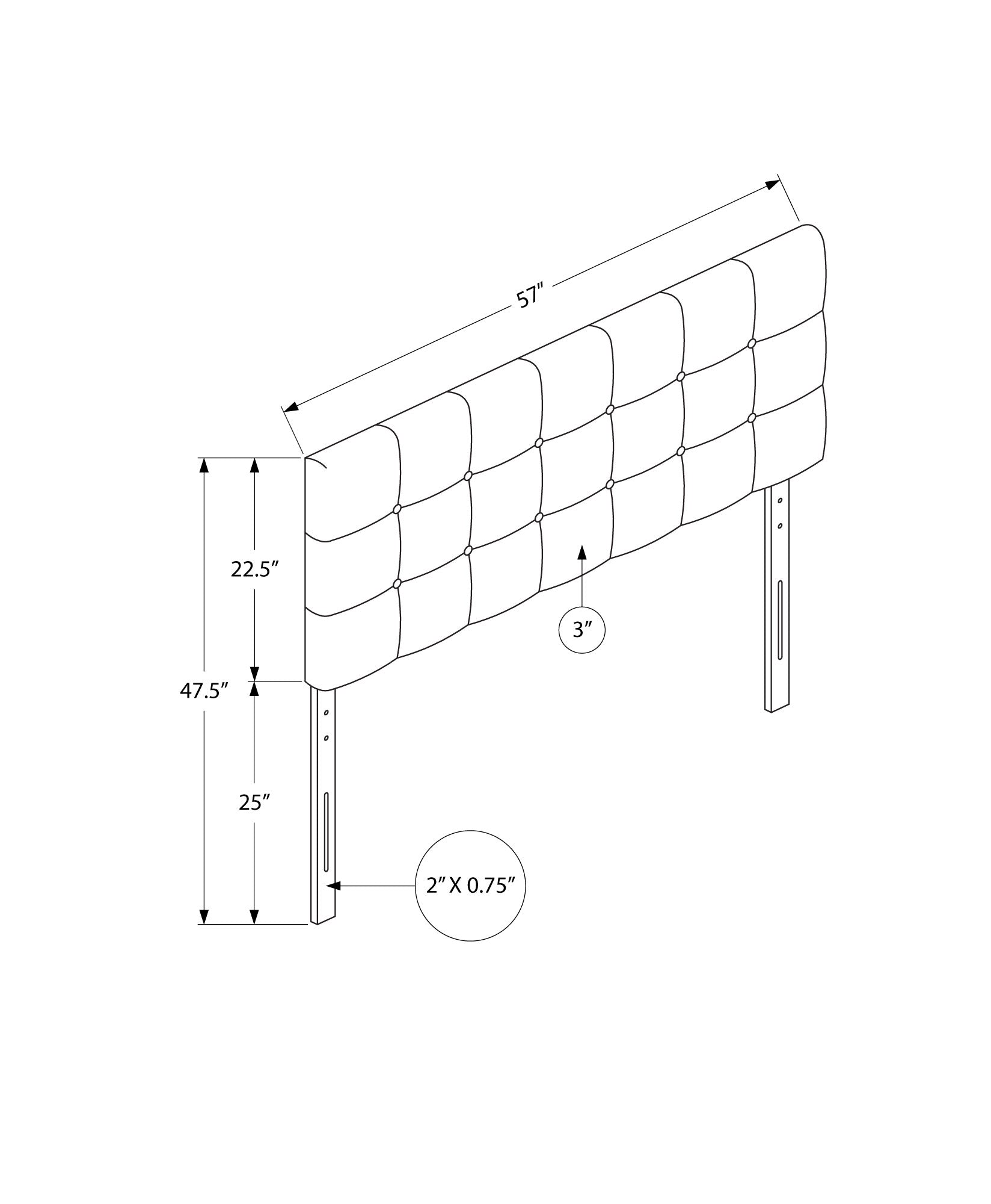 Bed - Full Size / Beige Linen Headboard Only