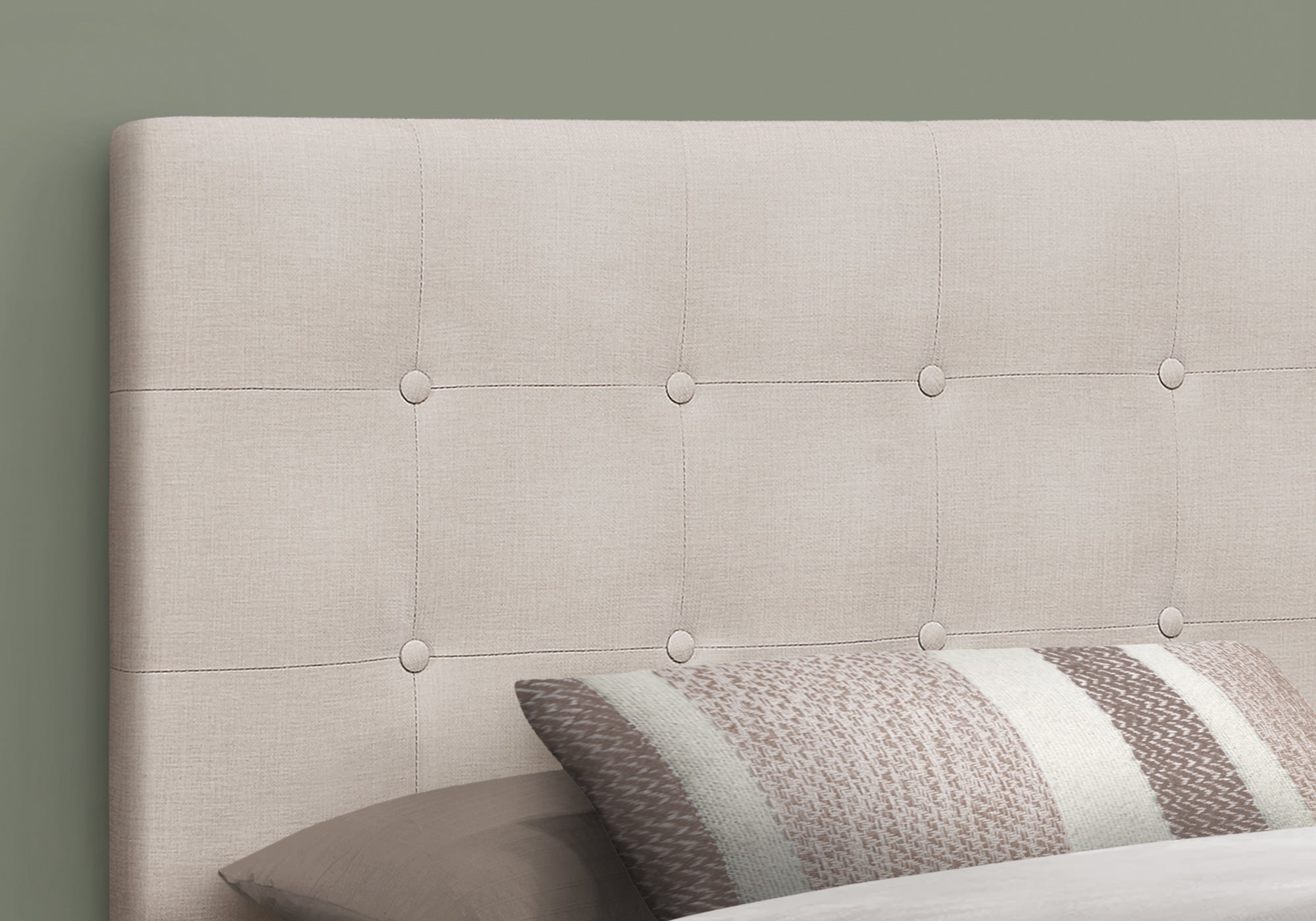 Bed - Twin Size / Beige Linen Headboard Only
