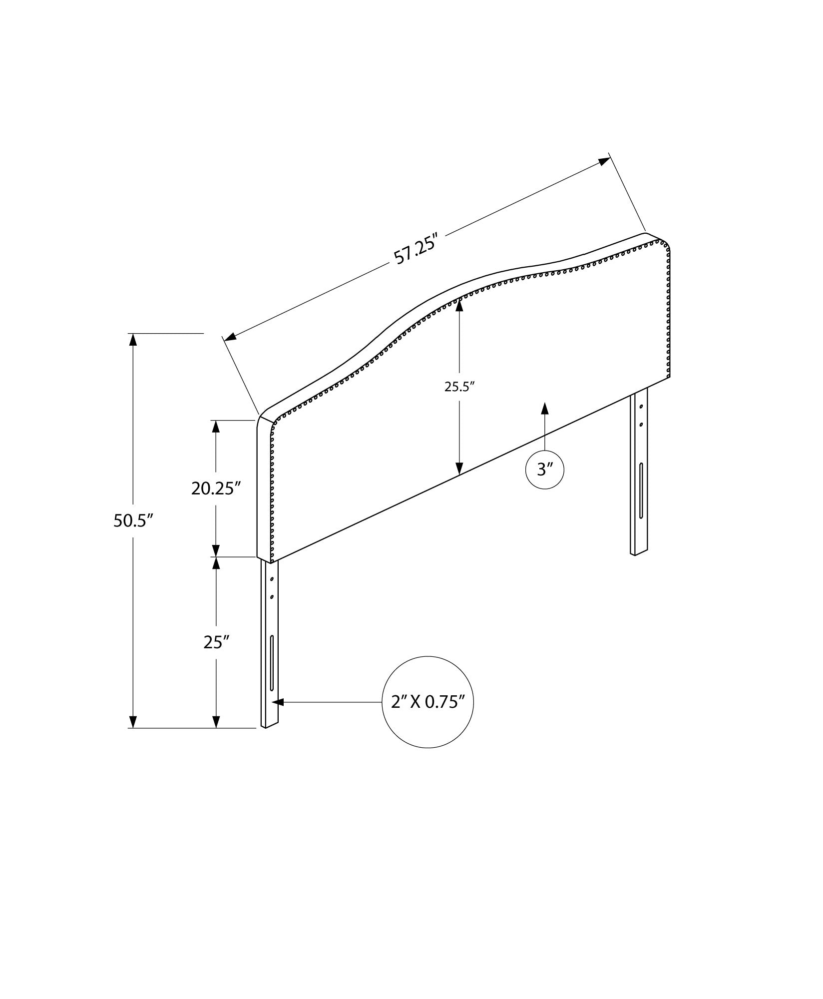 Bed - Full Size / Brown Leather-Look Headboard Only