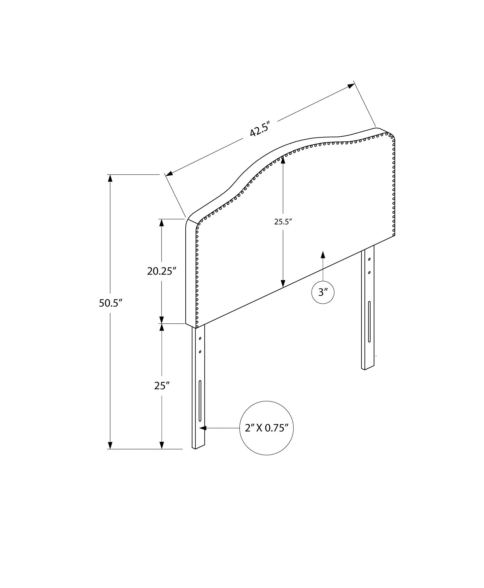 Bed - Twin Size / Brown Leather-Look Headboard Only