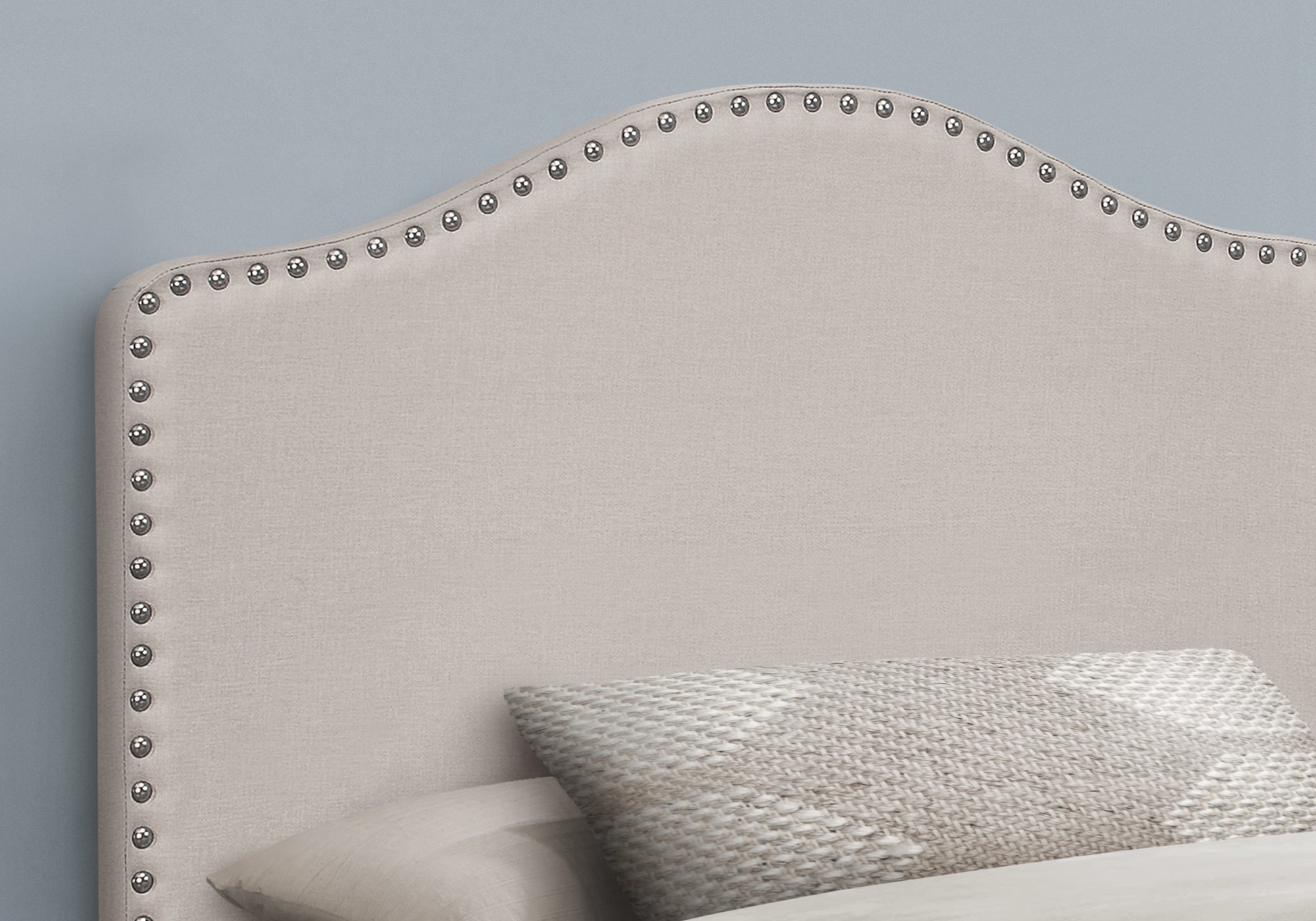 Bed - Twin Size / Beige Linen Headboard Only