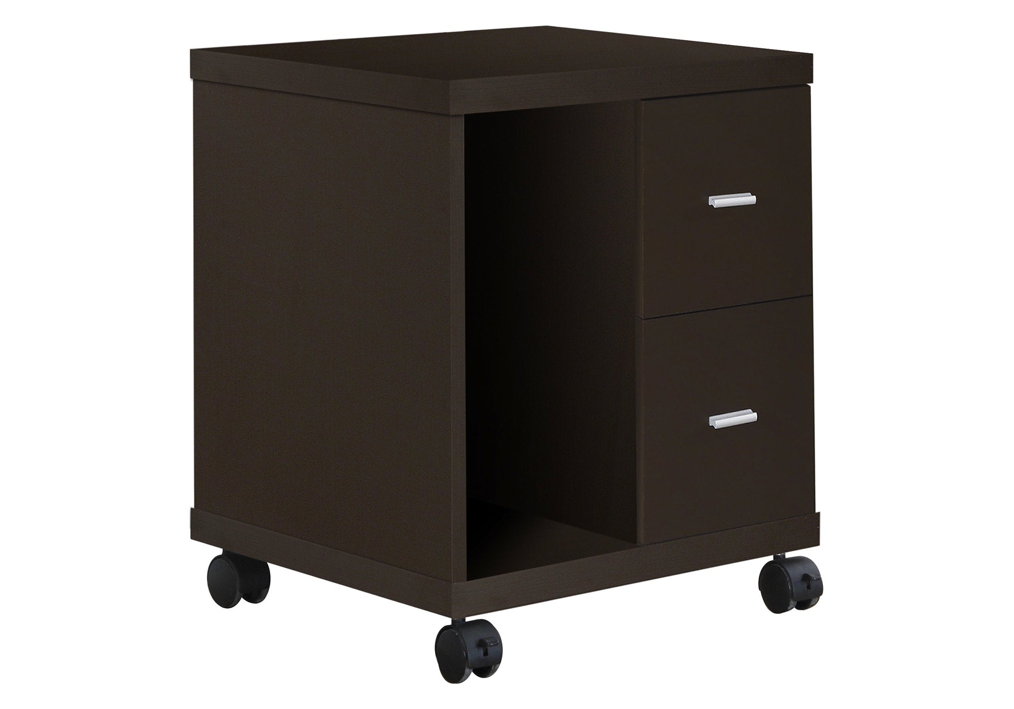Office Cabinet - Espresso 2 Drawer On Castors