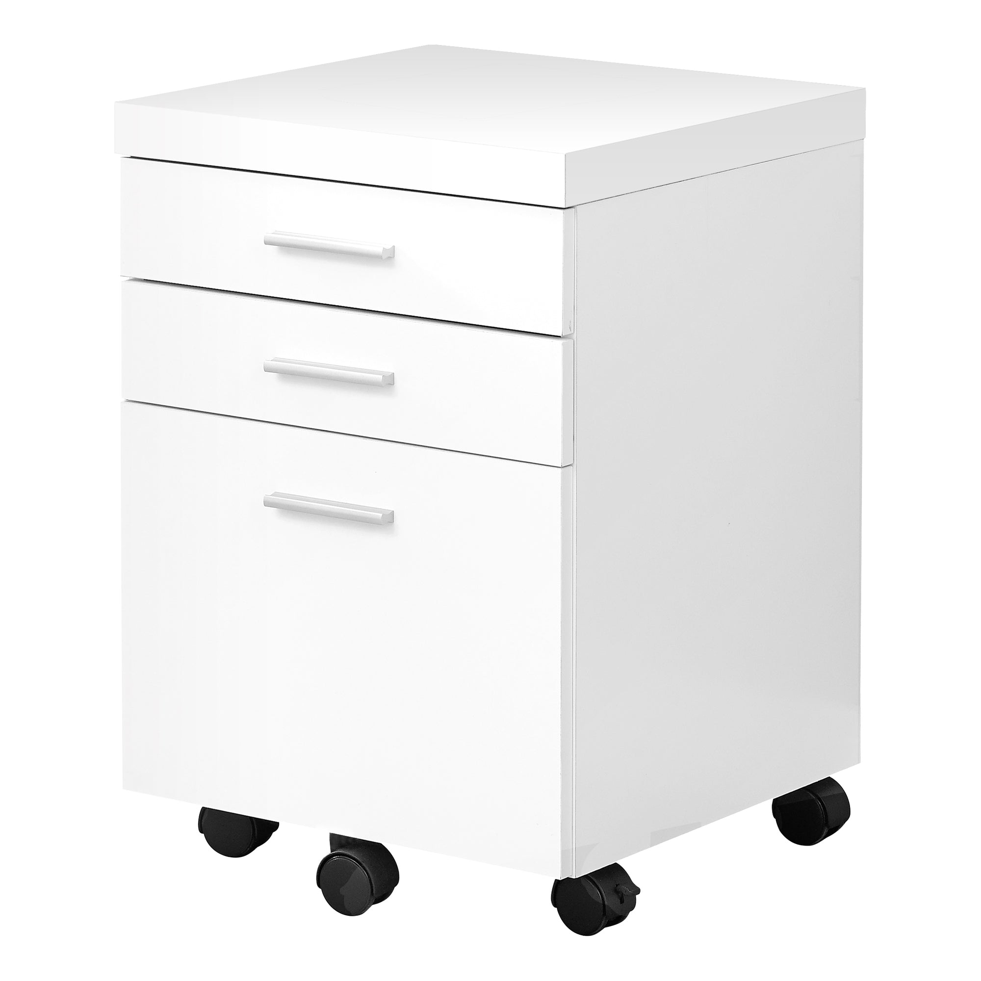 Filing Cabinet - 3 Drawer / White On Castors