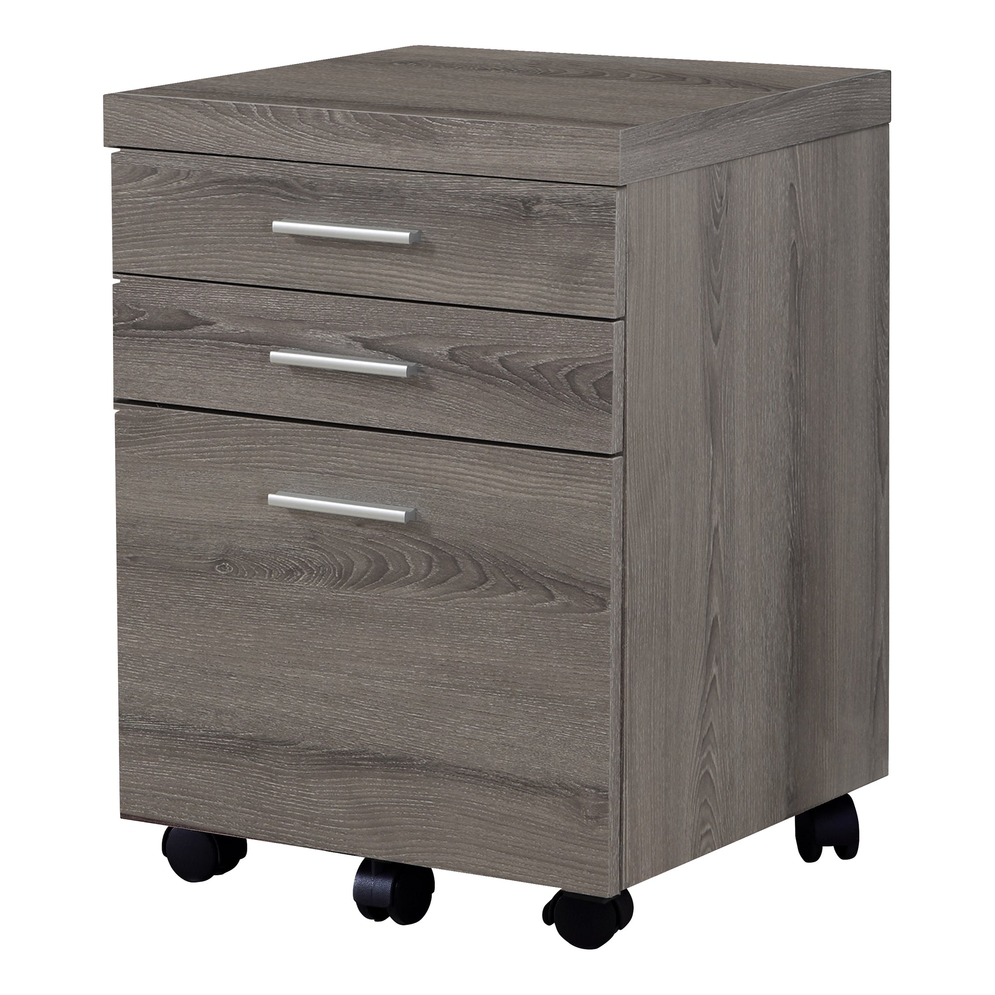 Filing Cabinet - 3 Drawer / Dark Taupe On Castors
