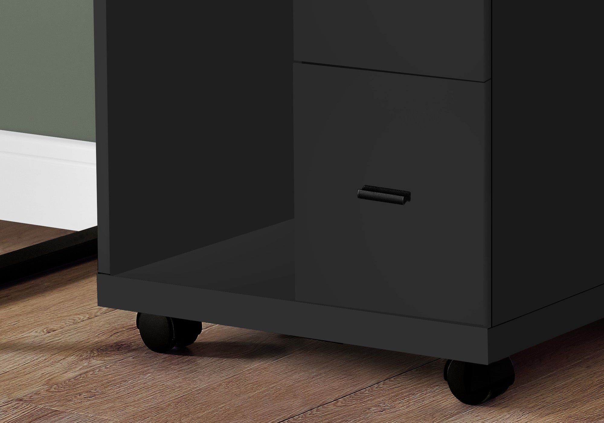 Office Cabinet - Dark Taupe With 2 Drawers On Castors