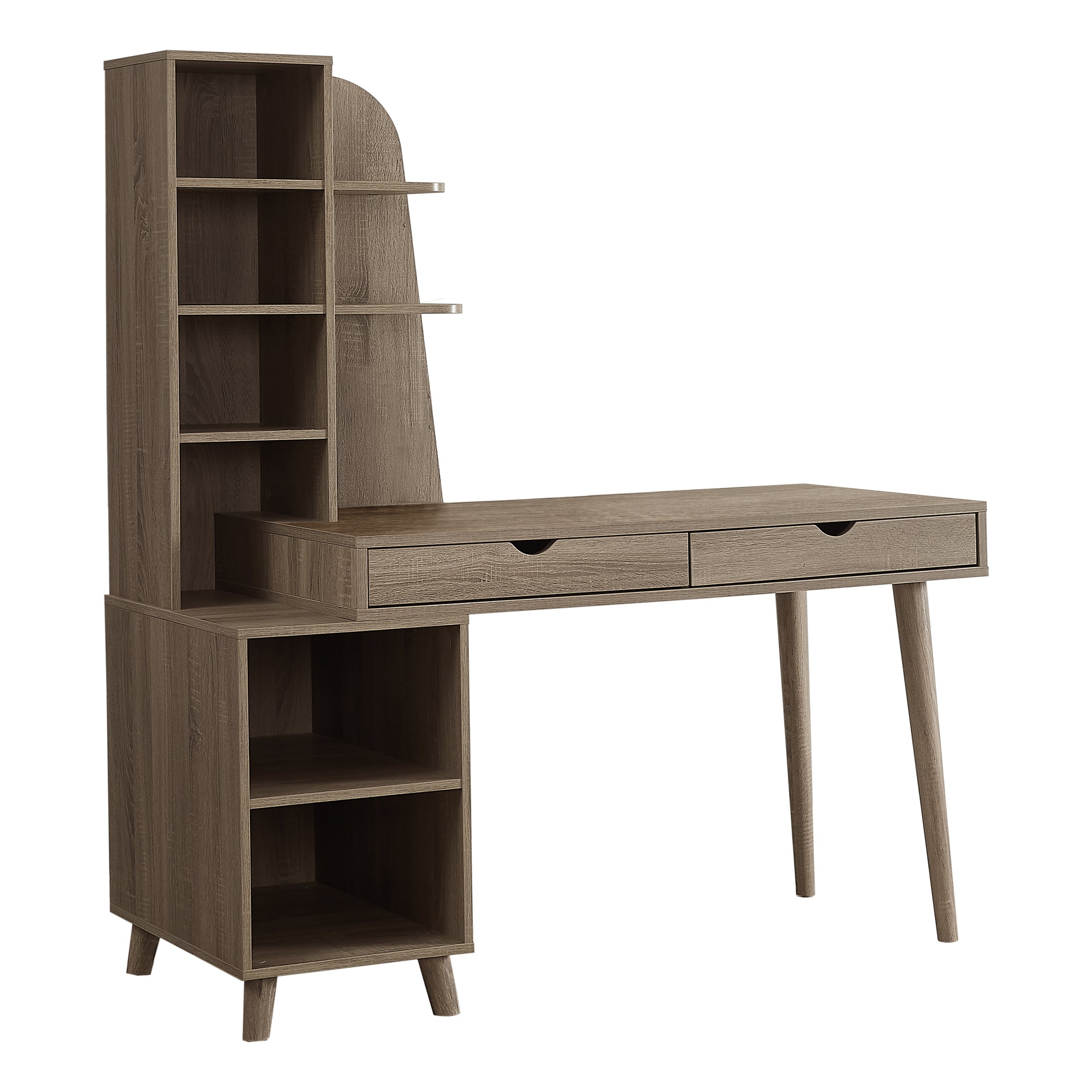 Computer Desk - 55L / Dark Taupe With Bookcase