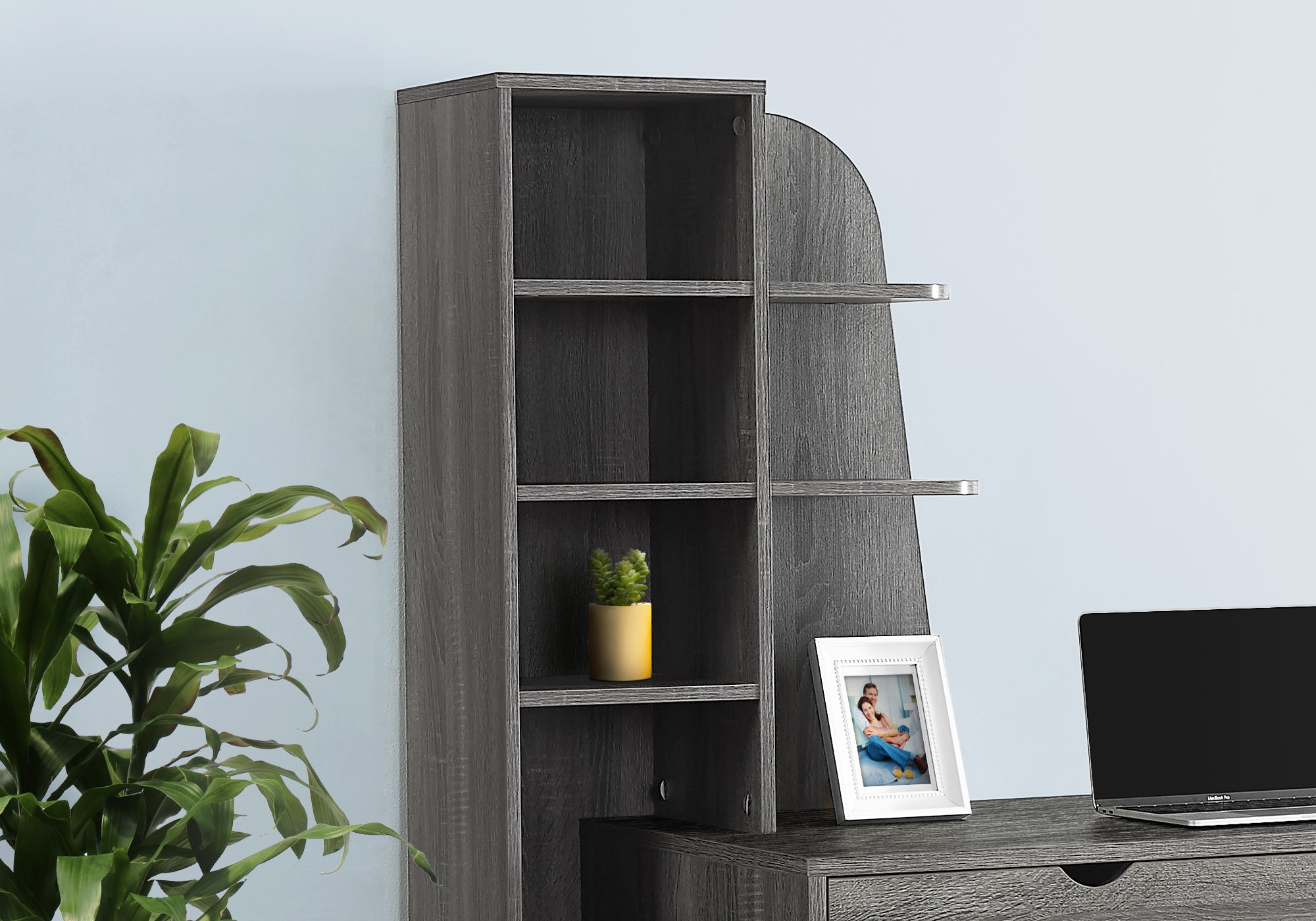 Computer Desk - 55L / Grey With Bookcase