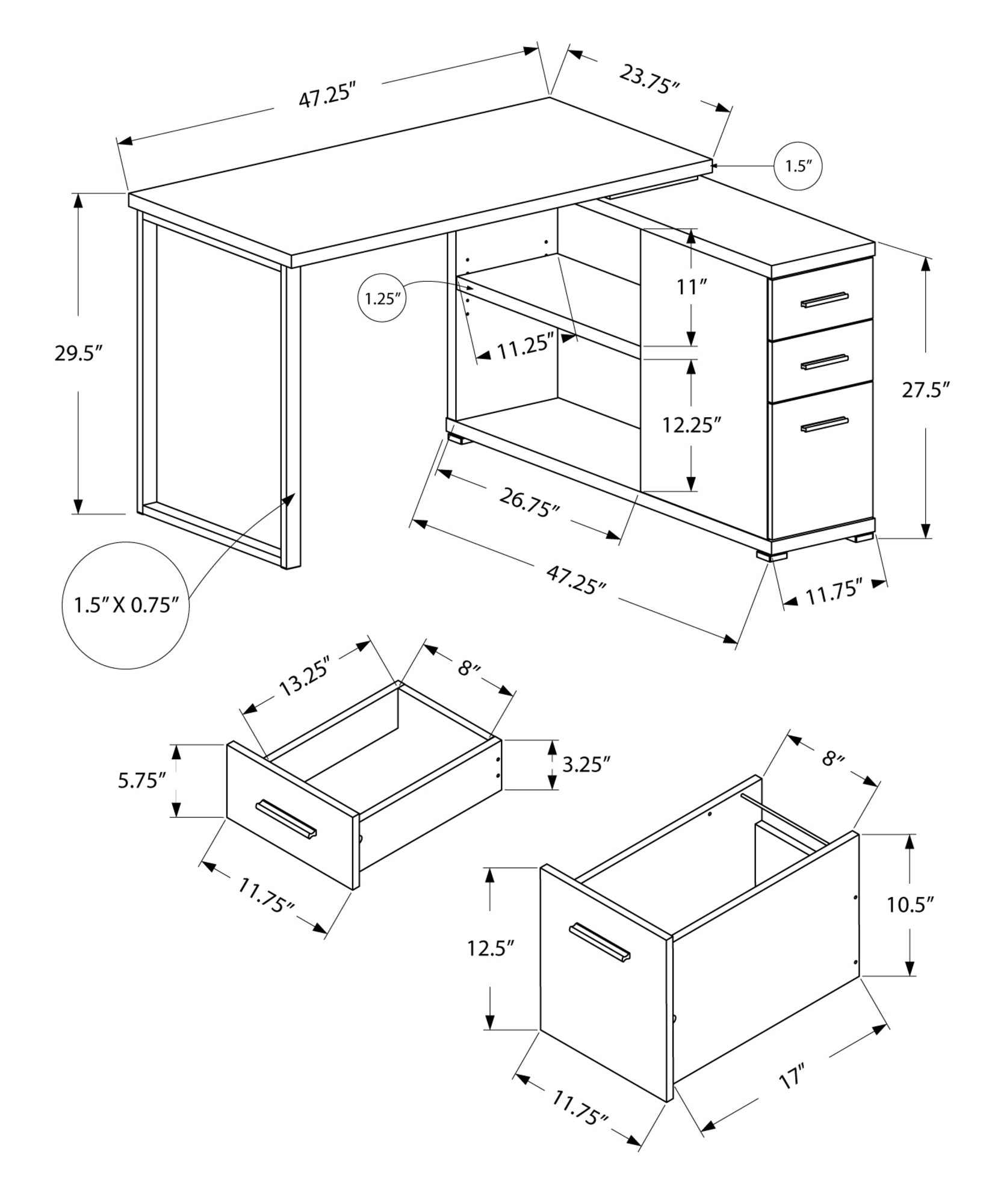 Computer Desk - White Left Or Right Facing Corner