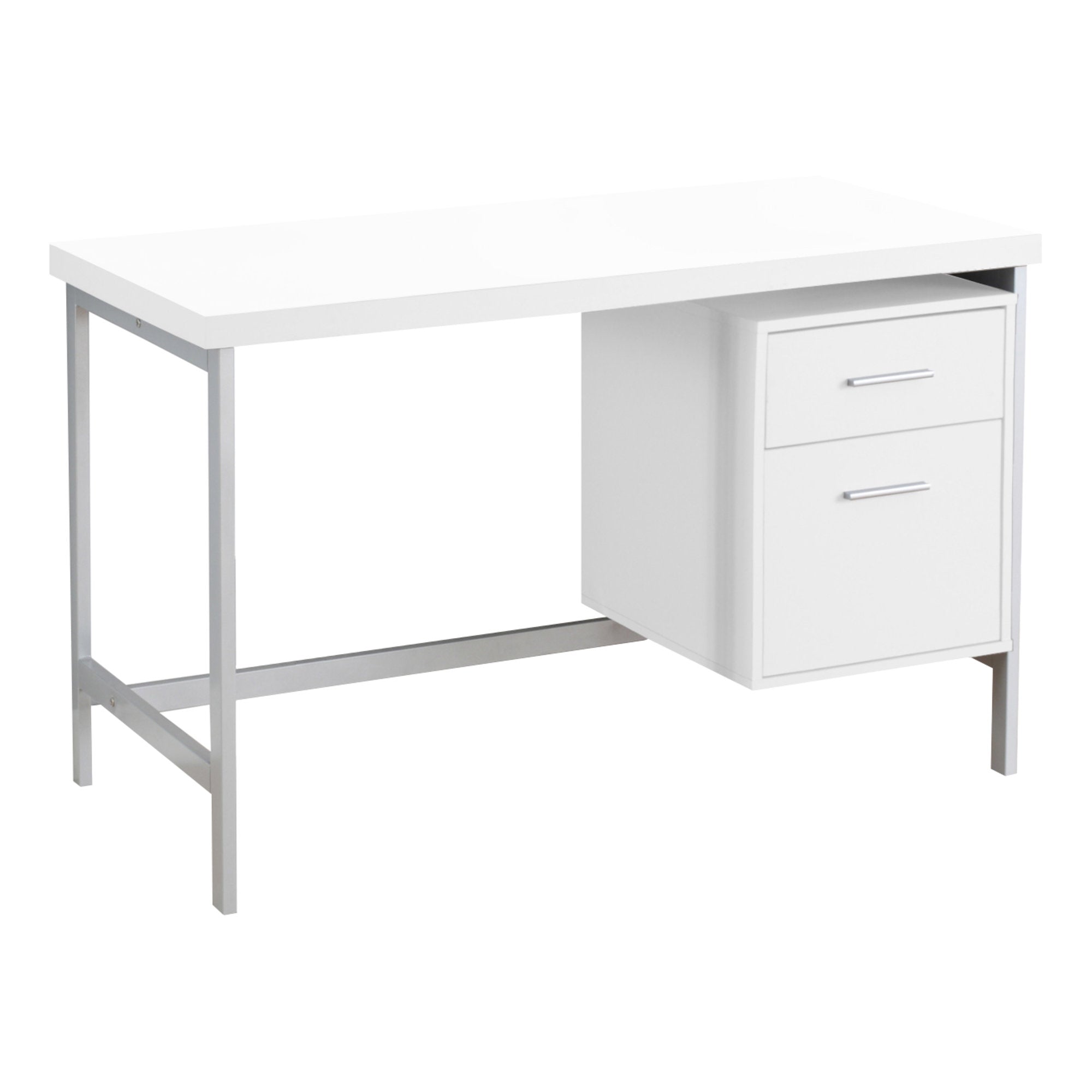 Computer Desk - 48L / White / Silver Metal