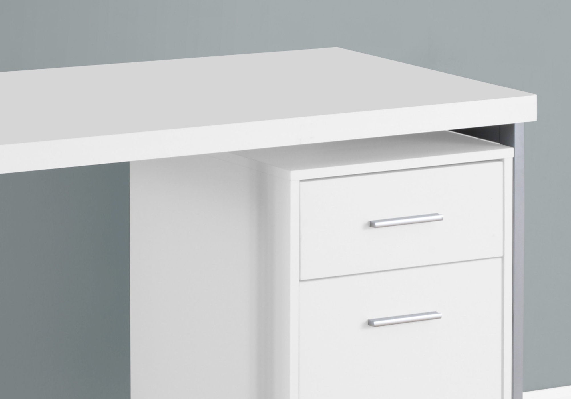 Computer Desk - 48L / White / Silver Metal