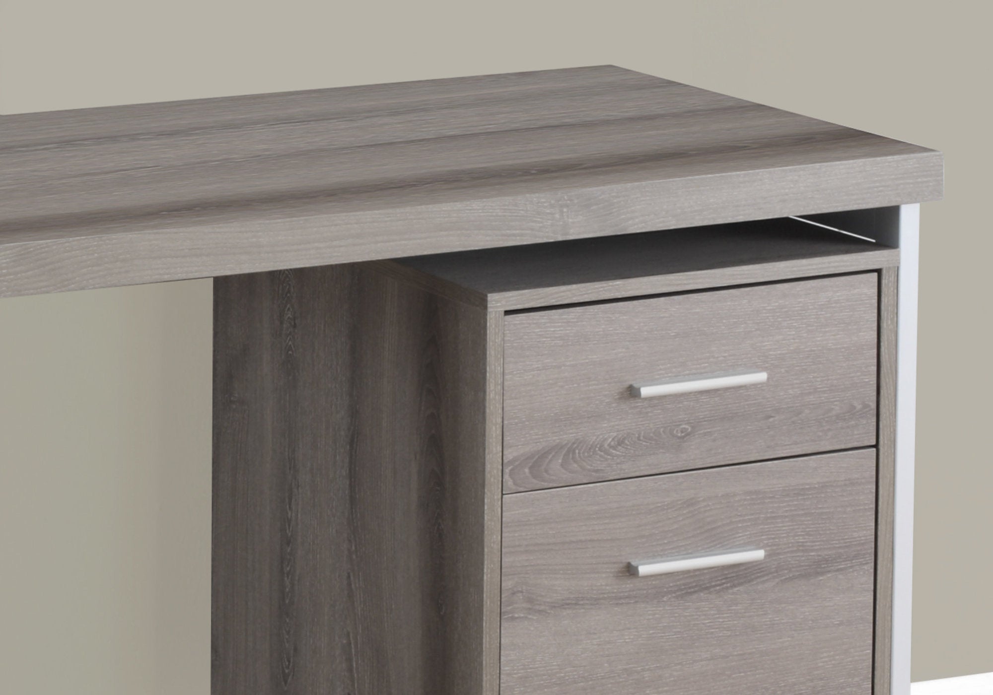 Computer Desk - 48L / Dark Taupe / Silver Metal