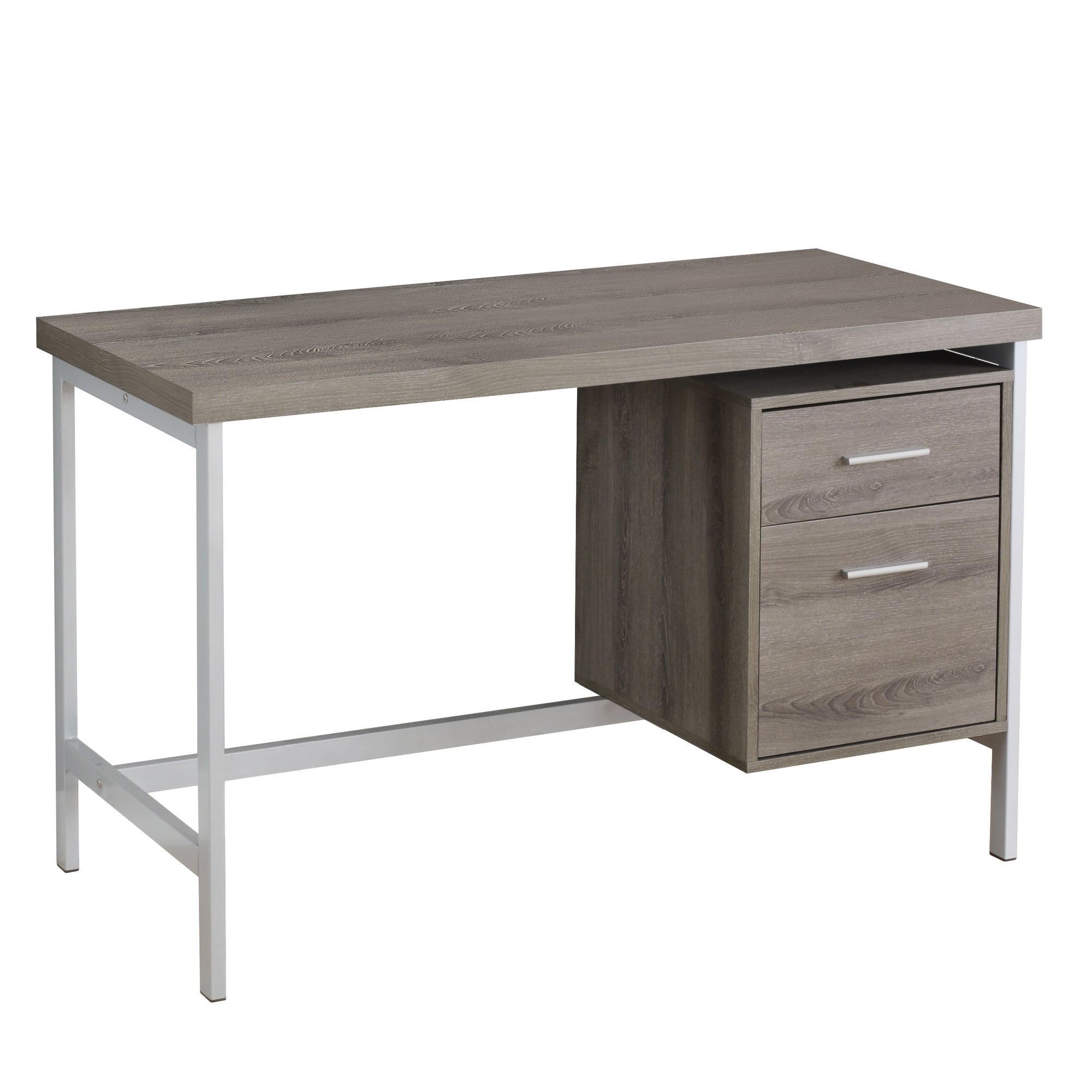Computer Desk - 48L / Dark Taupe / Silver Metal