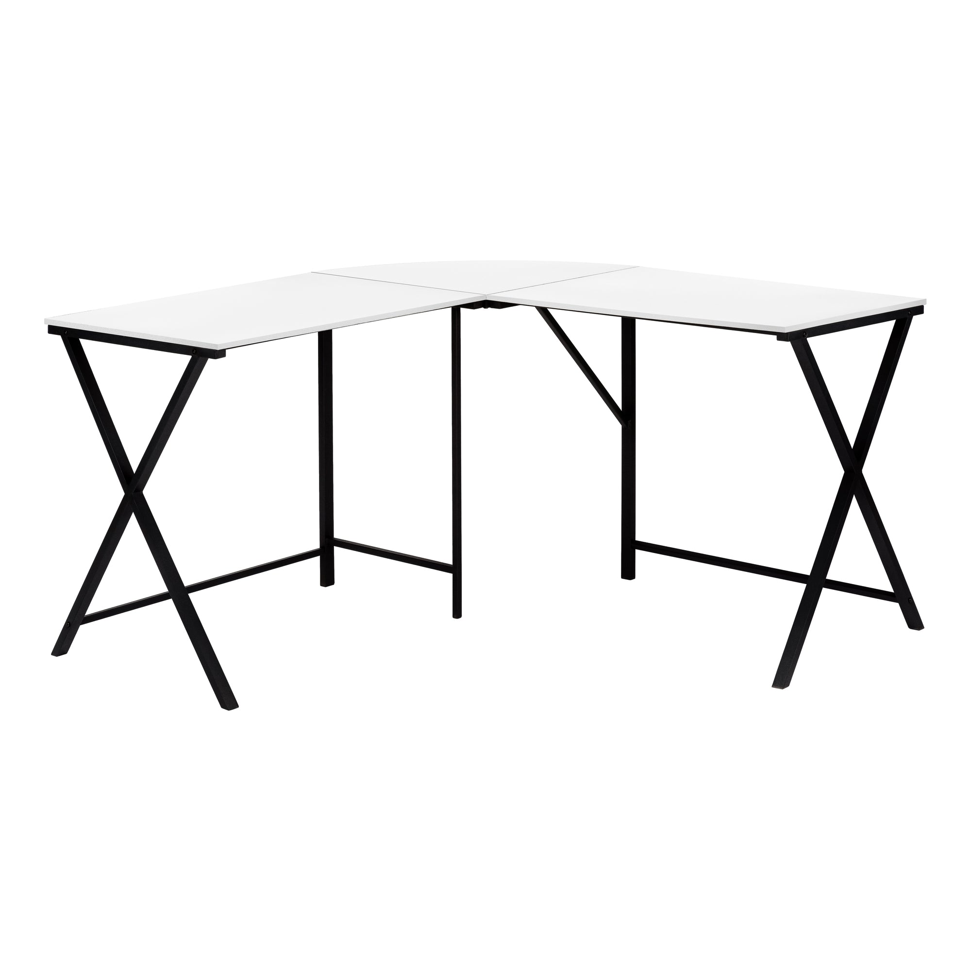 Computer Desk - 55L / White Top / Black Metal Corner