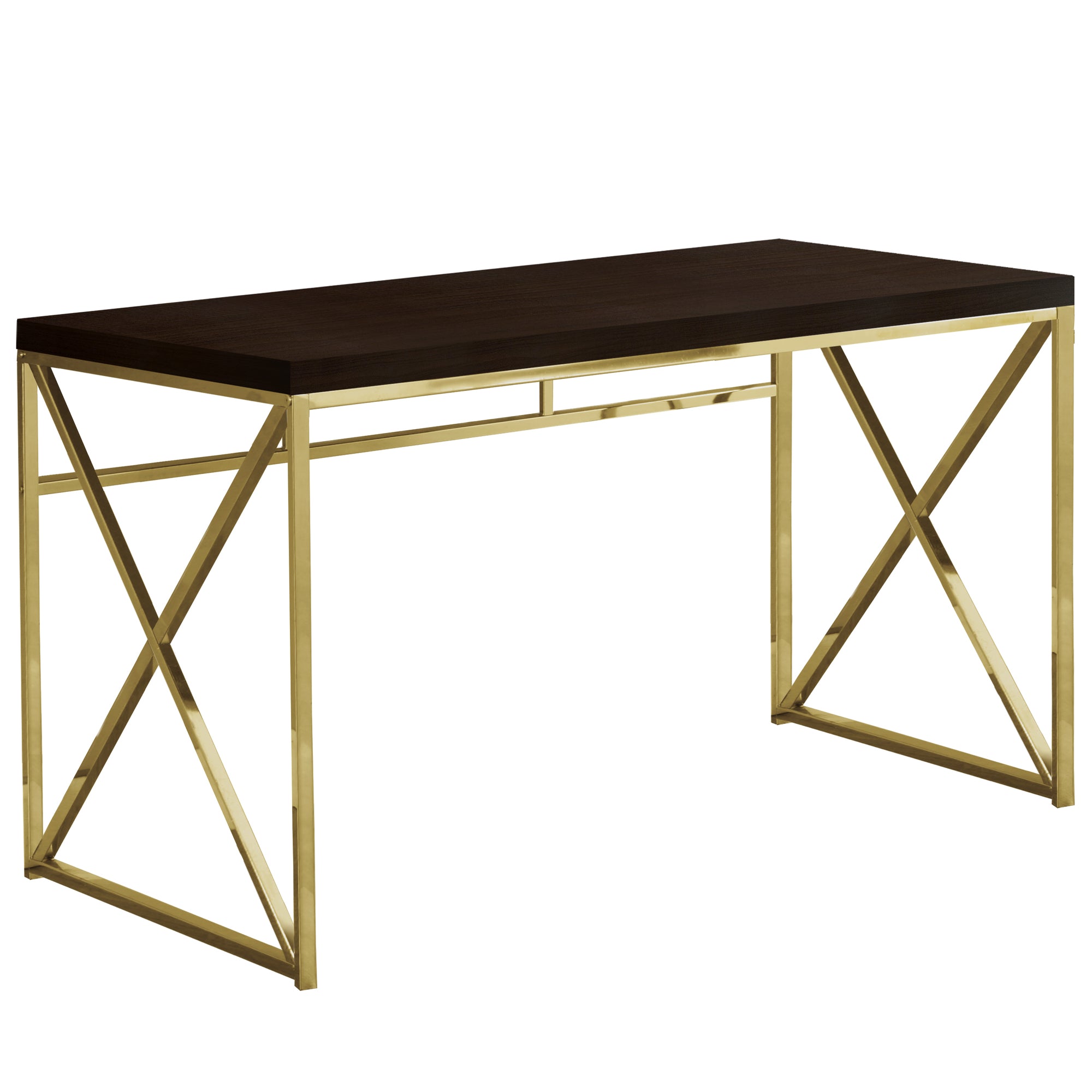Computer Desk - 48L / Espresso / Gold Metal