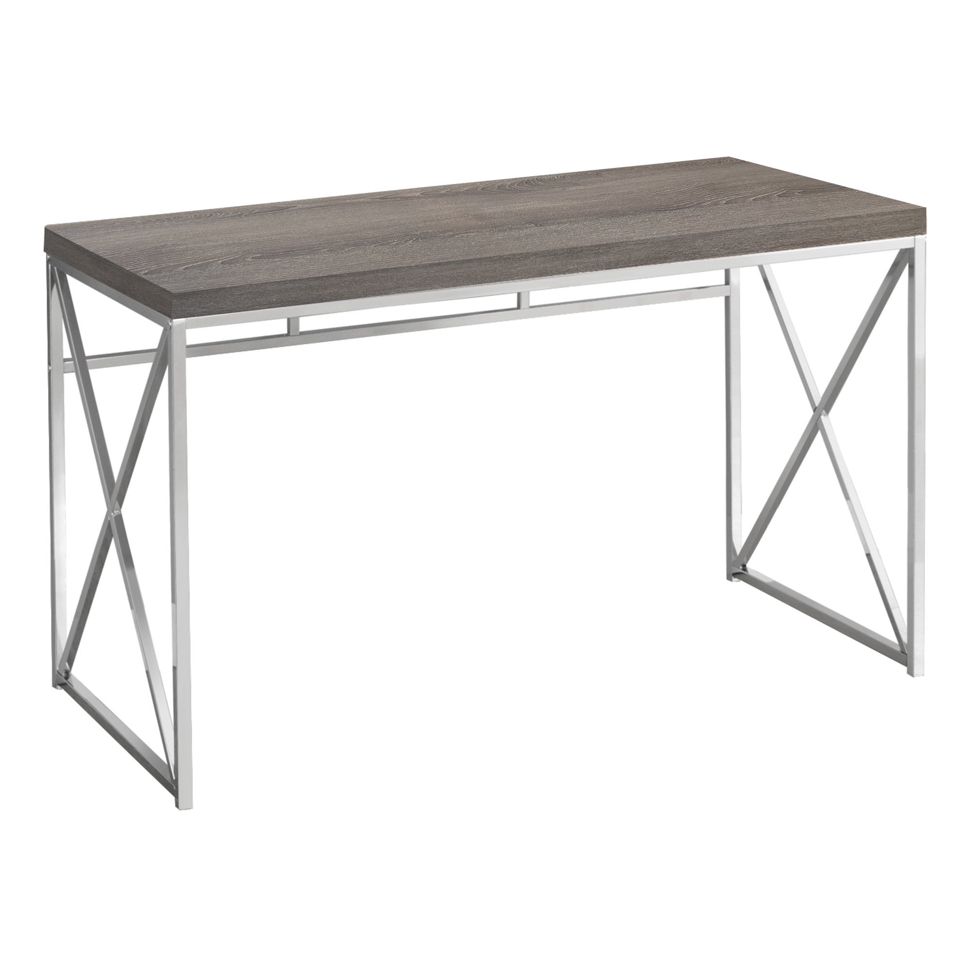 Computer Desk - 48L / Dark Taupe / Chrome Metal