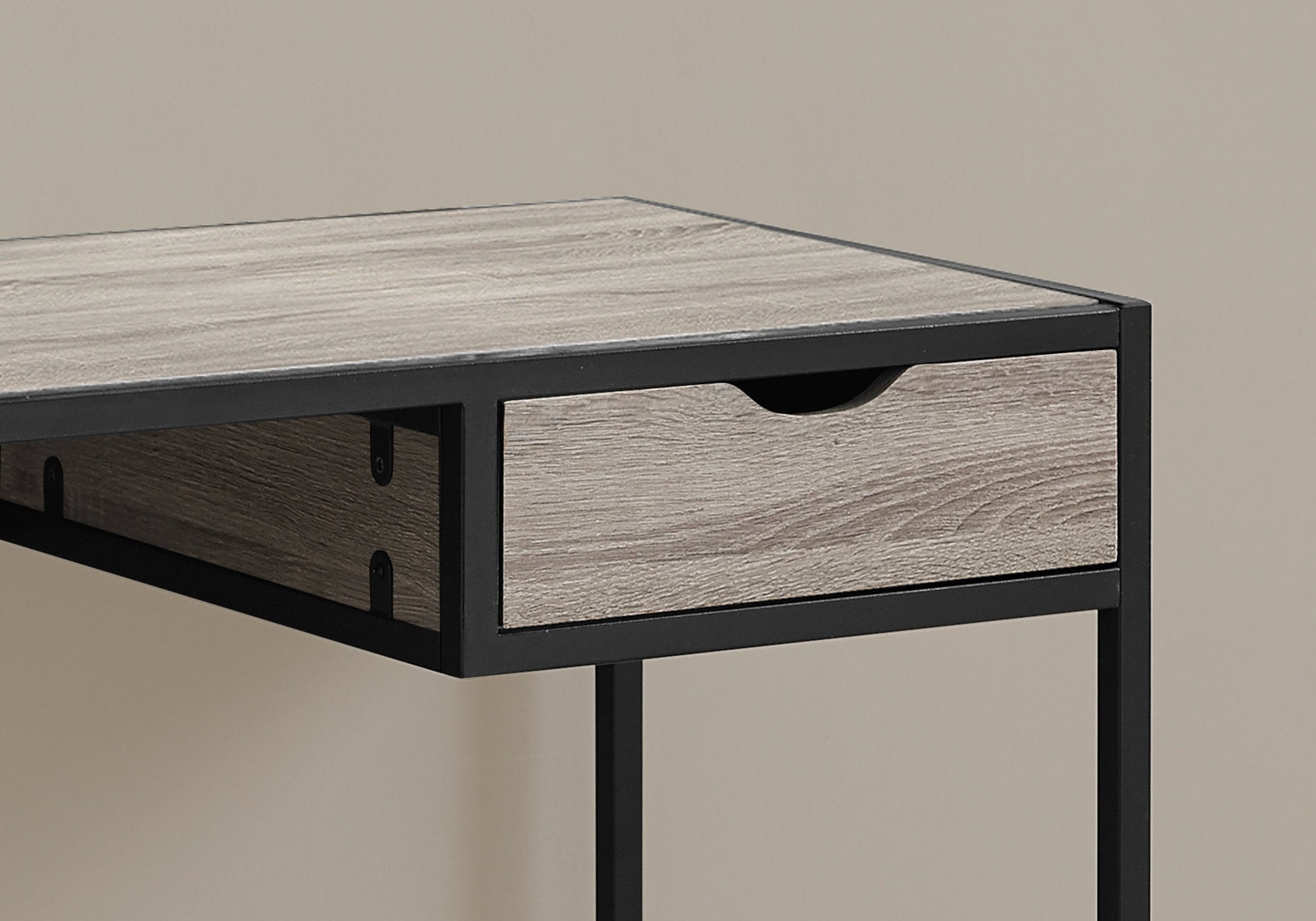 Computer Desk - 42L / Dark Taupe / Black Metal