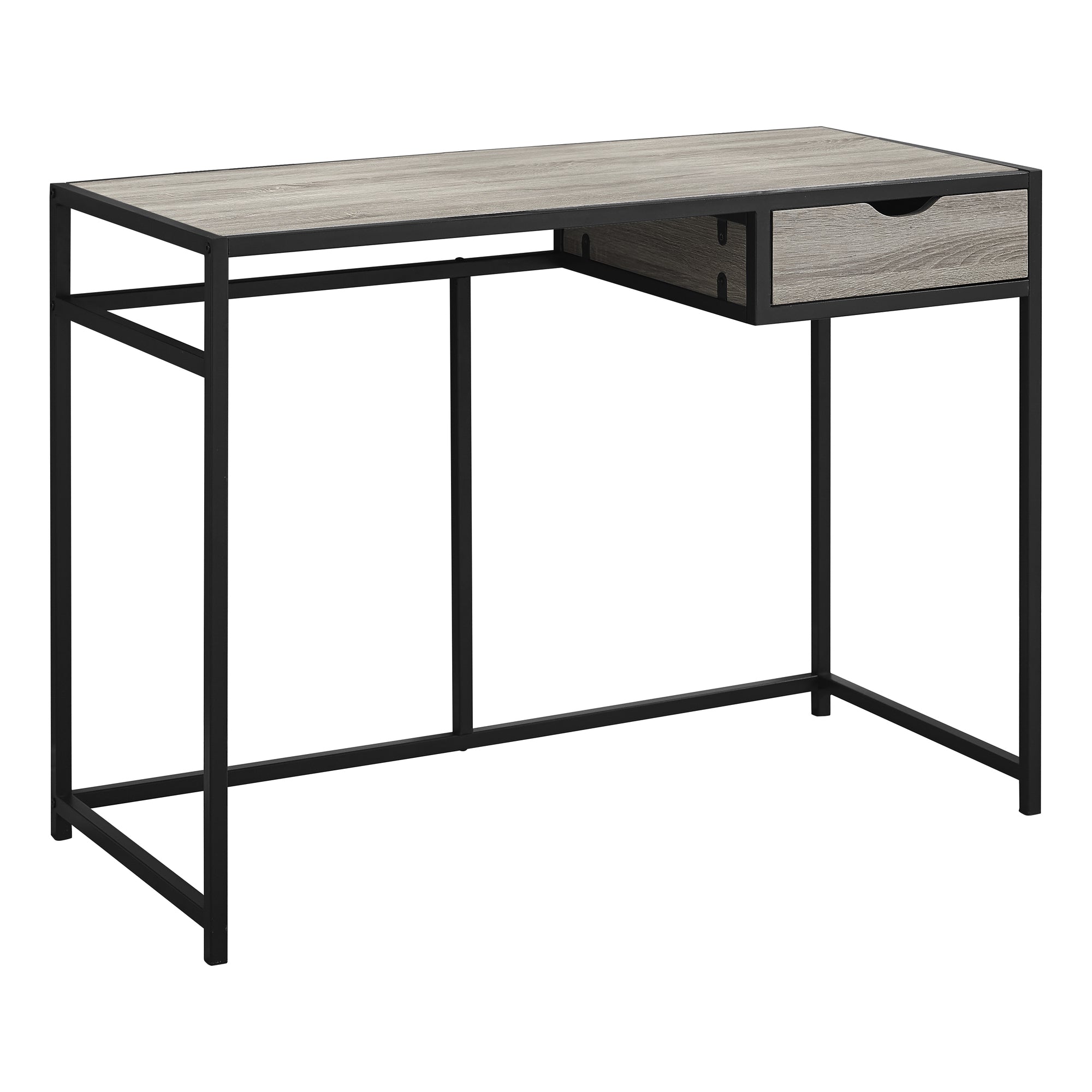 Computer Desk - 42L / Dark Taupe / Black Metal