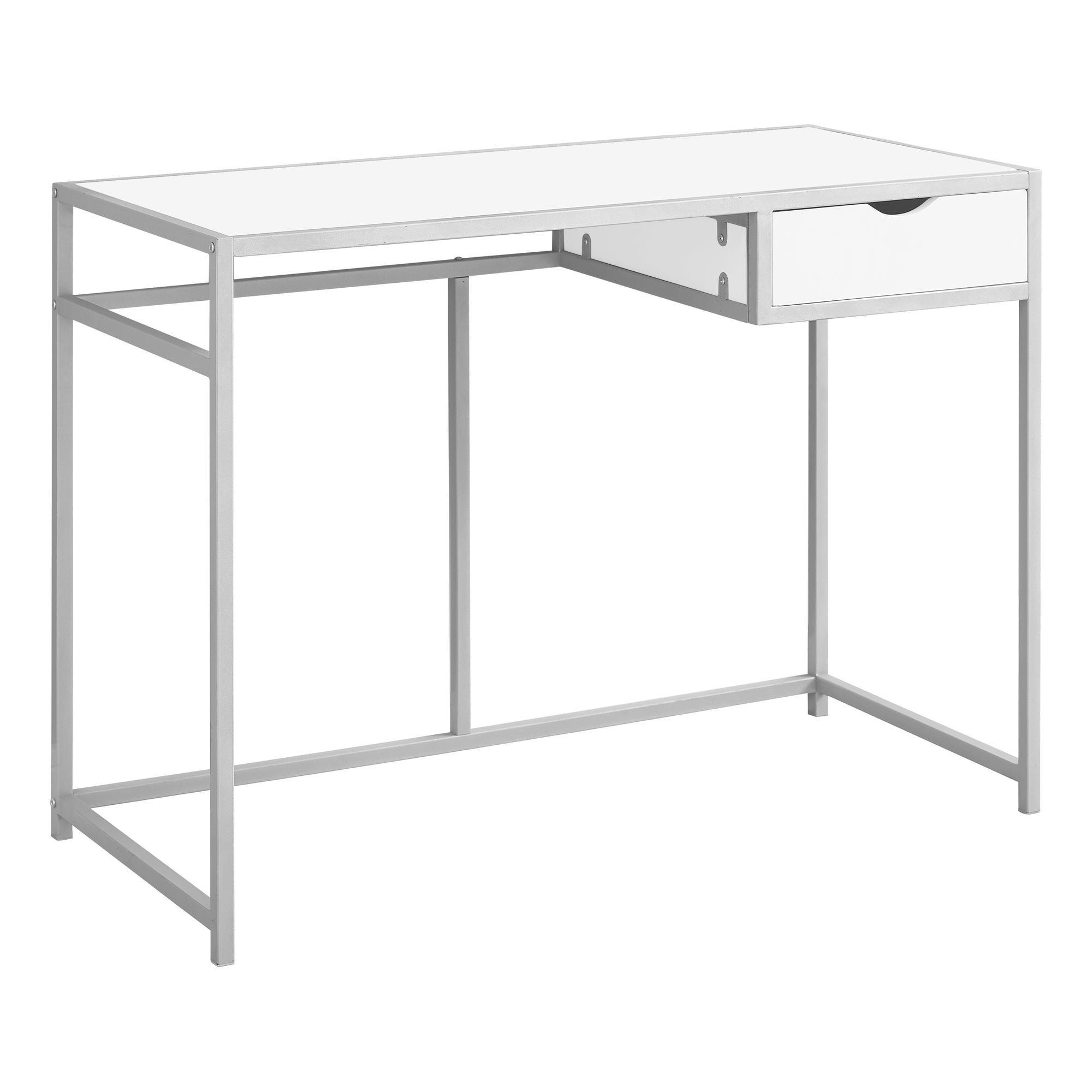 Computer Desk - 42L / White / Silver Metal