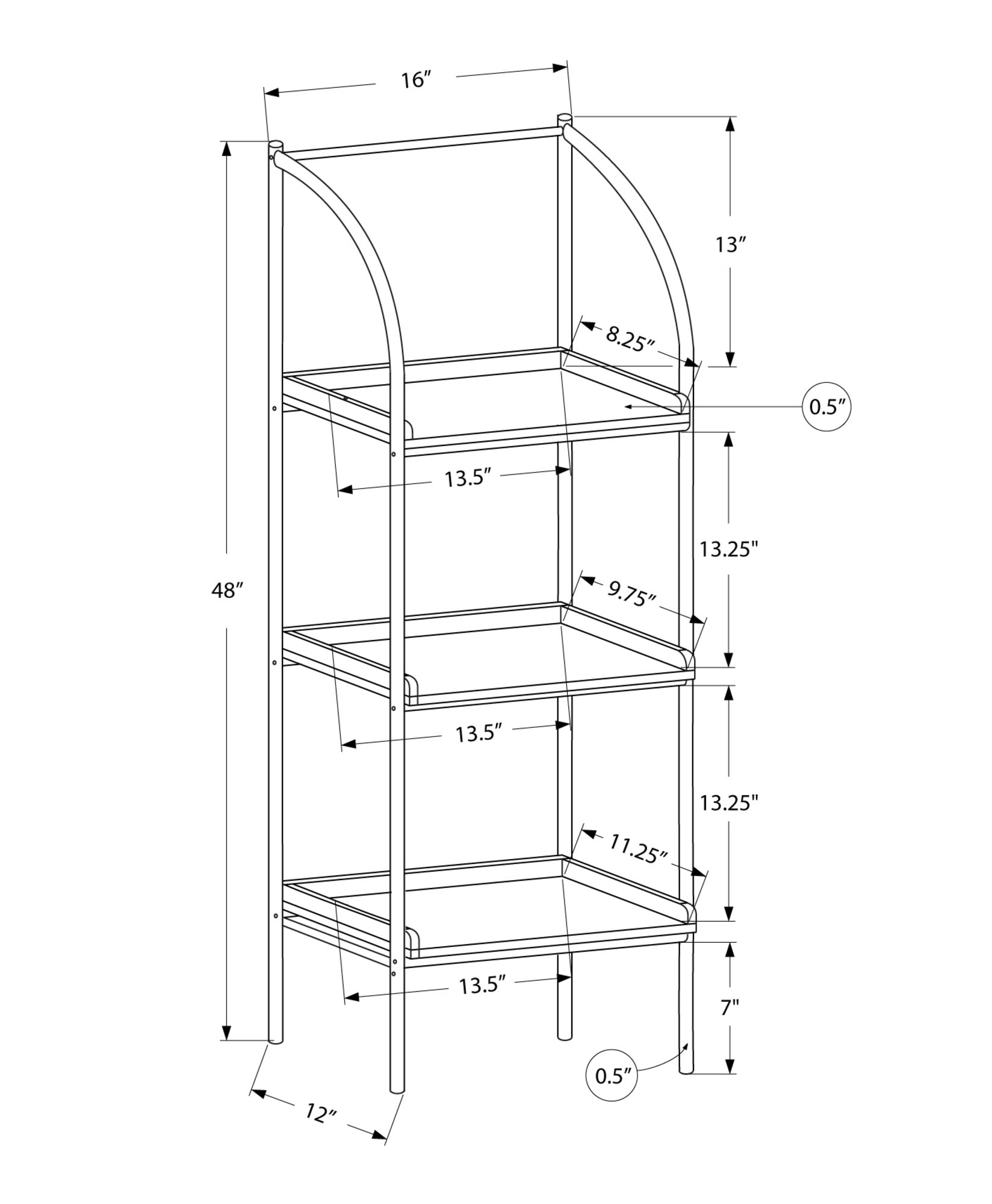 Bookcase - 48H / Black / Black Metal