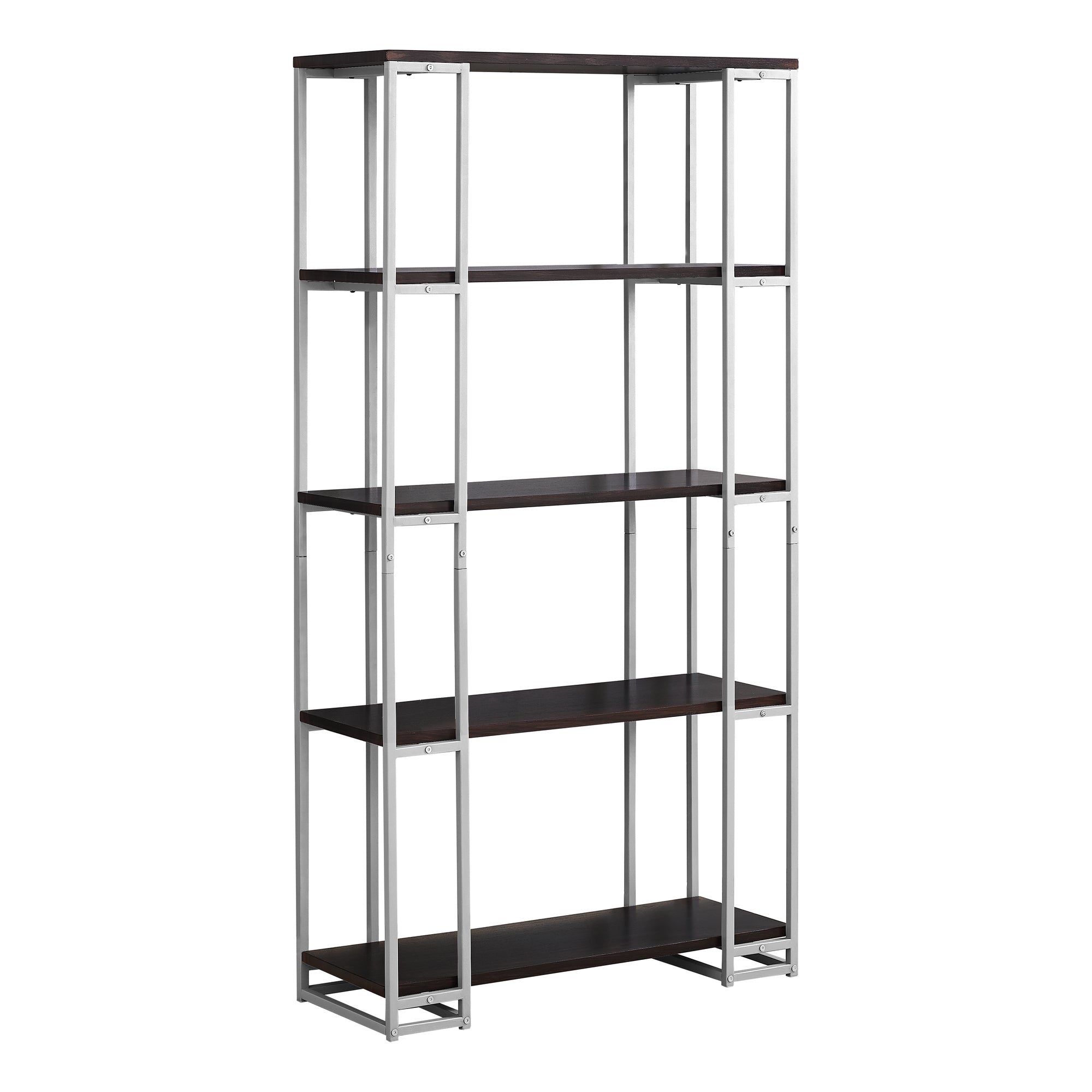 Bookcase - 60H / Espresso / Silver Metal