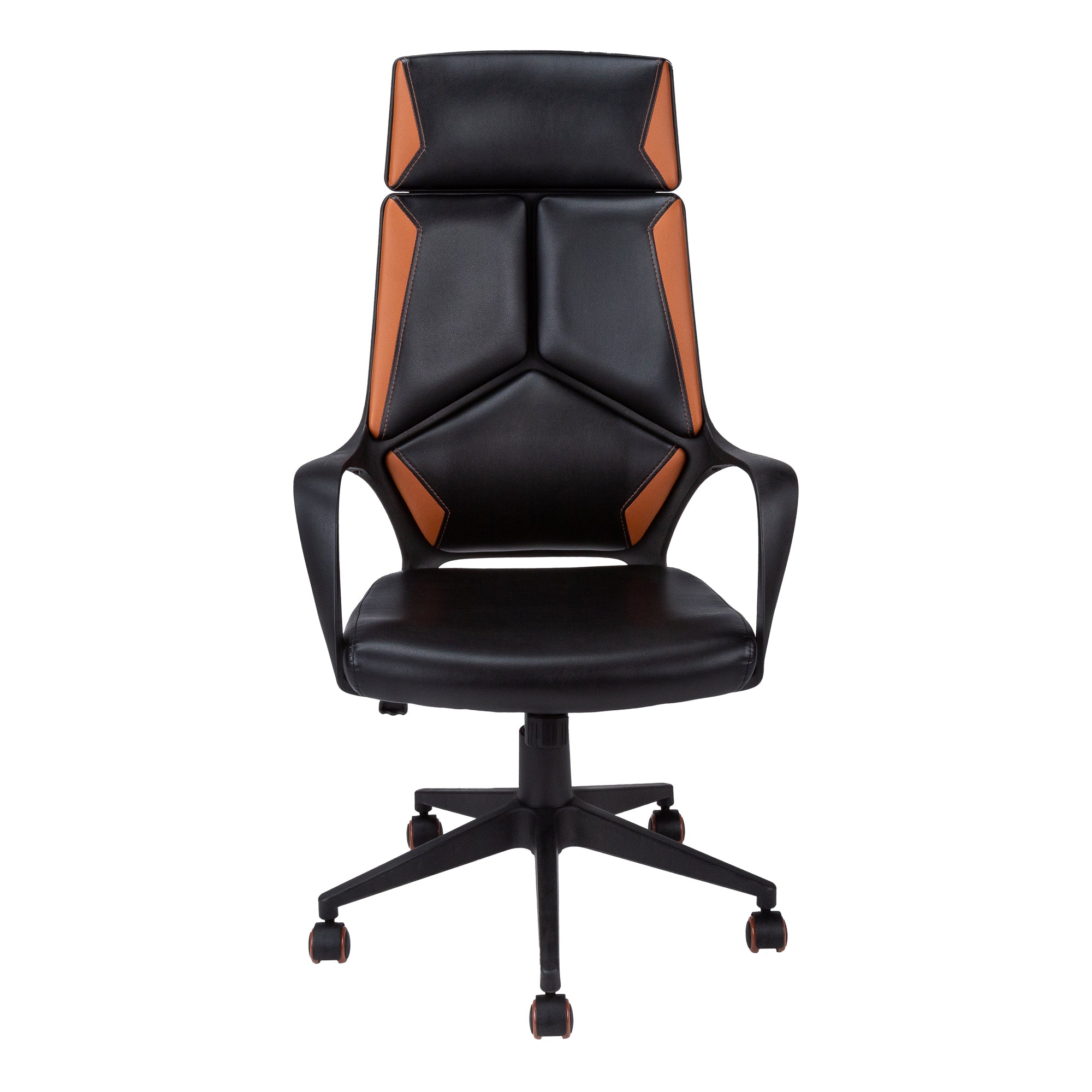 Office Chair - Black / Brown Leather-Look / Executive