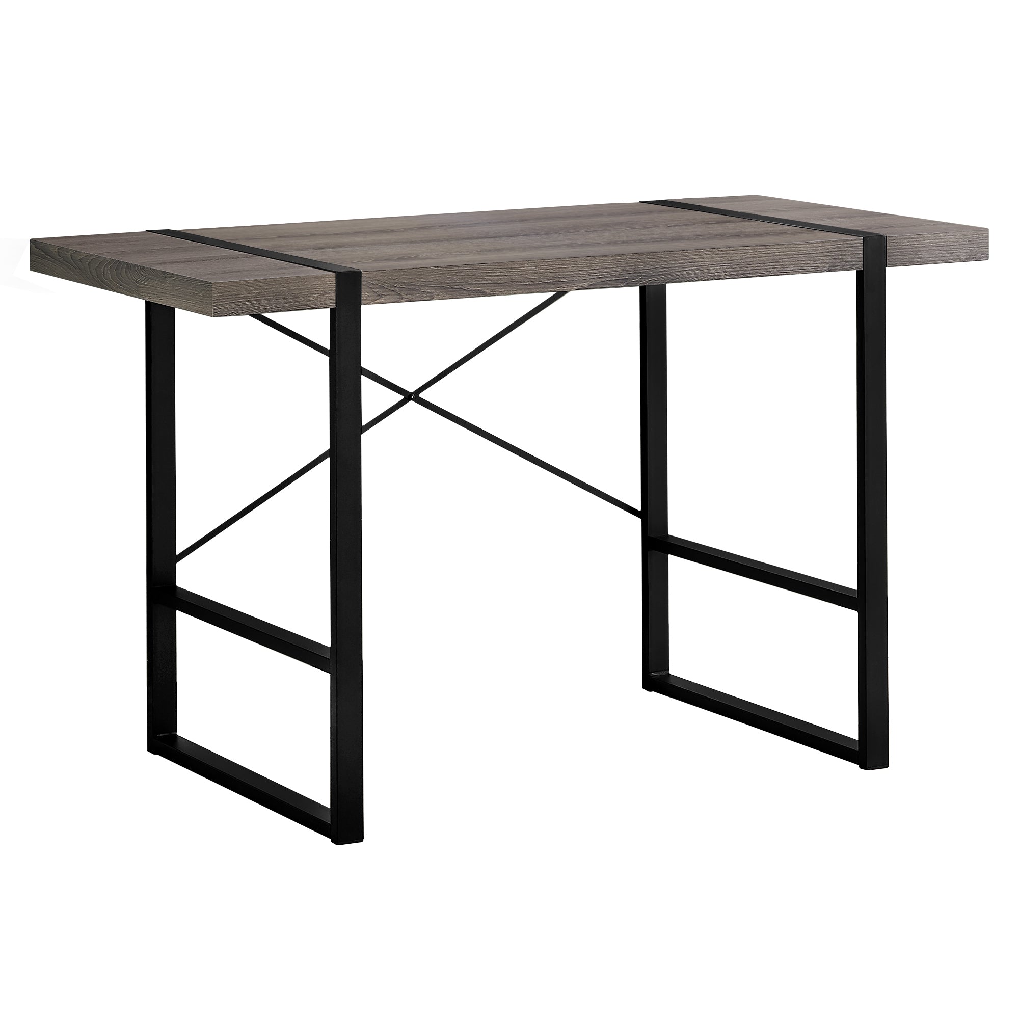Computer Desk - 48L / Dark Taupe / Black Metal