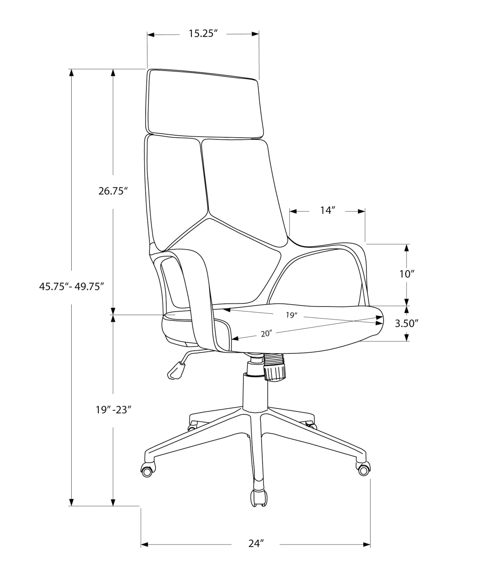 Office Chair - Black / Dark Grey Fabric / Executive