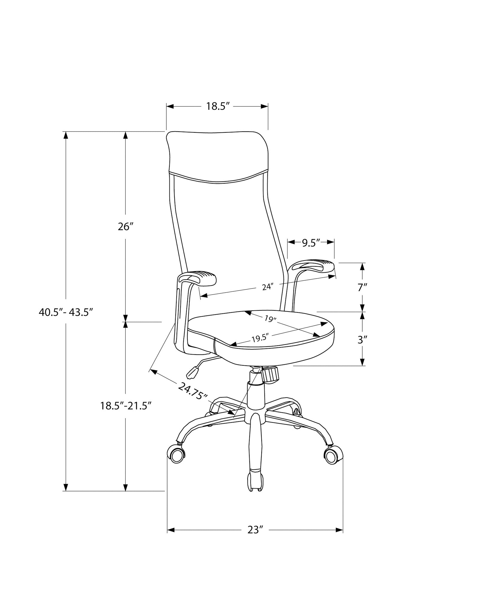 Office Chair - Black / Dark Grey Fabric / Multi Position