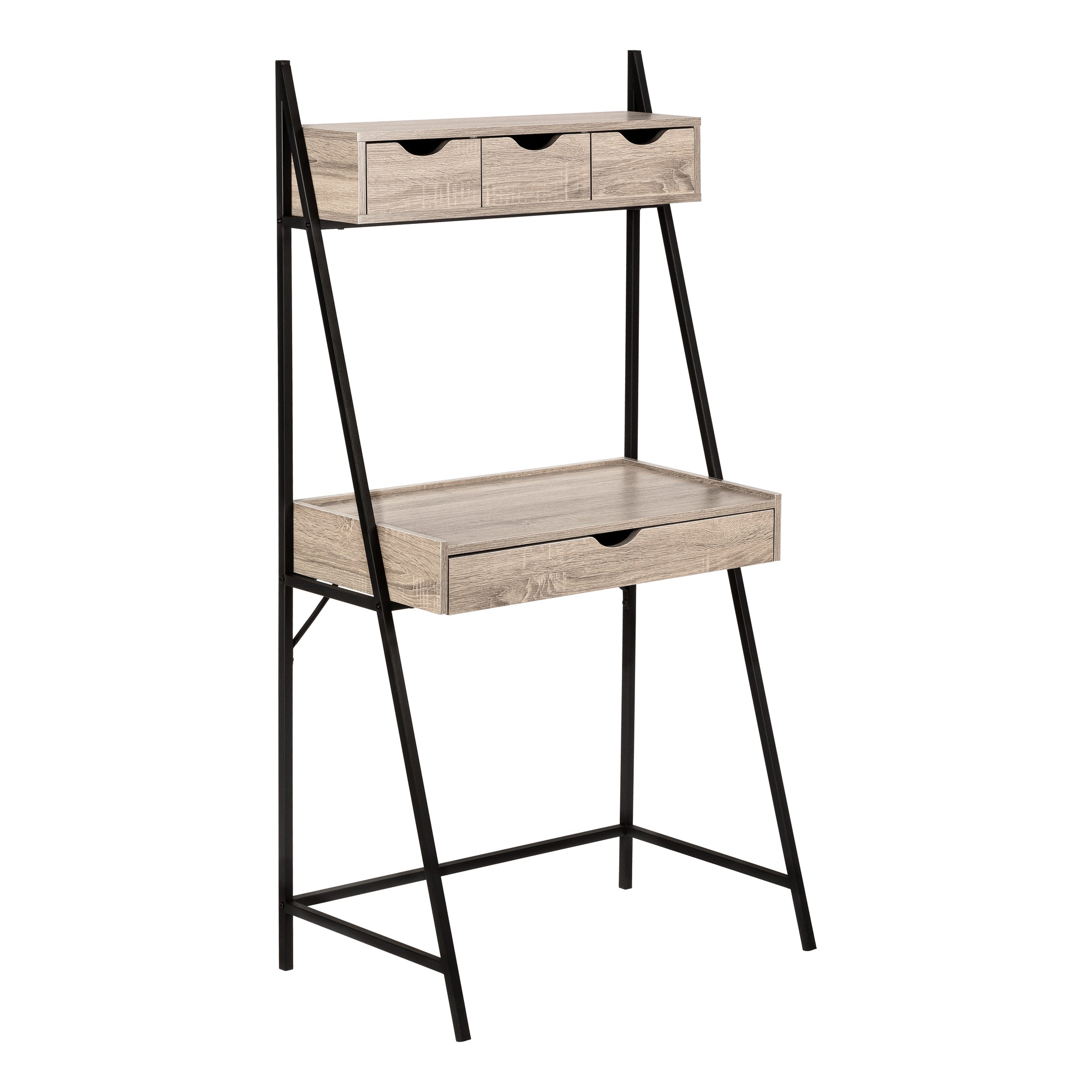 Computer Desk - 32L / Dark Taupe / Black Metal