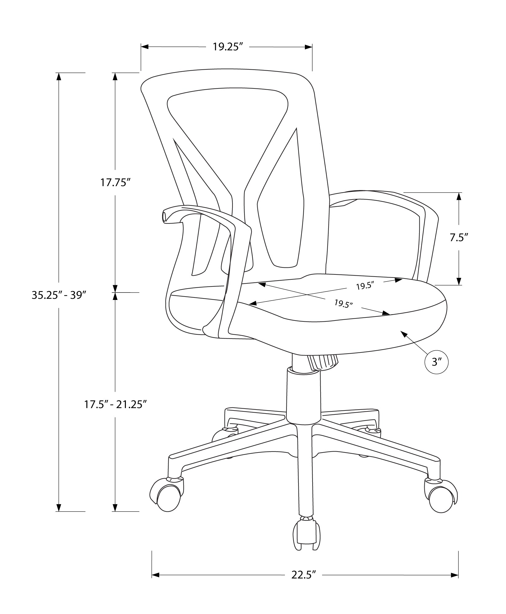 Office Chair - White / Black Base On Castors