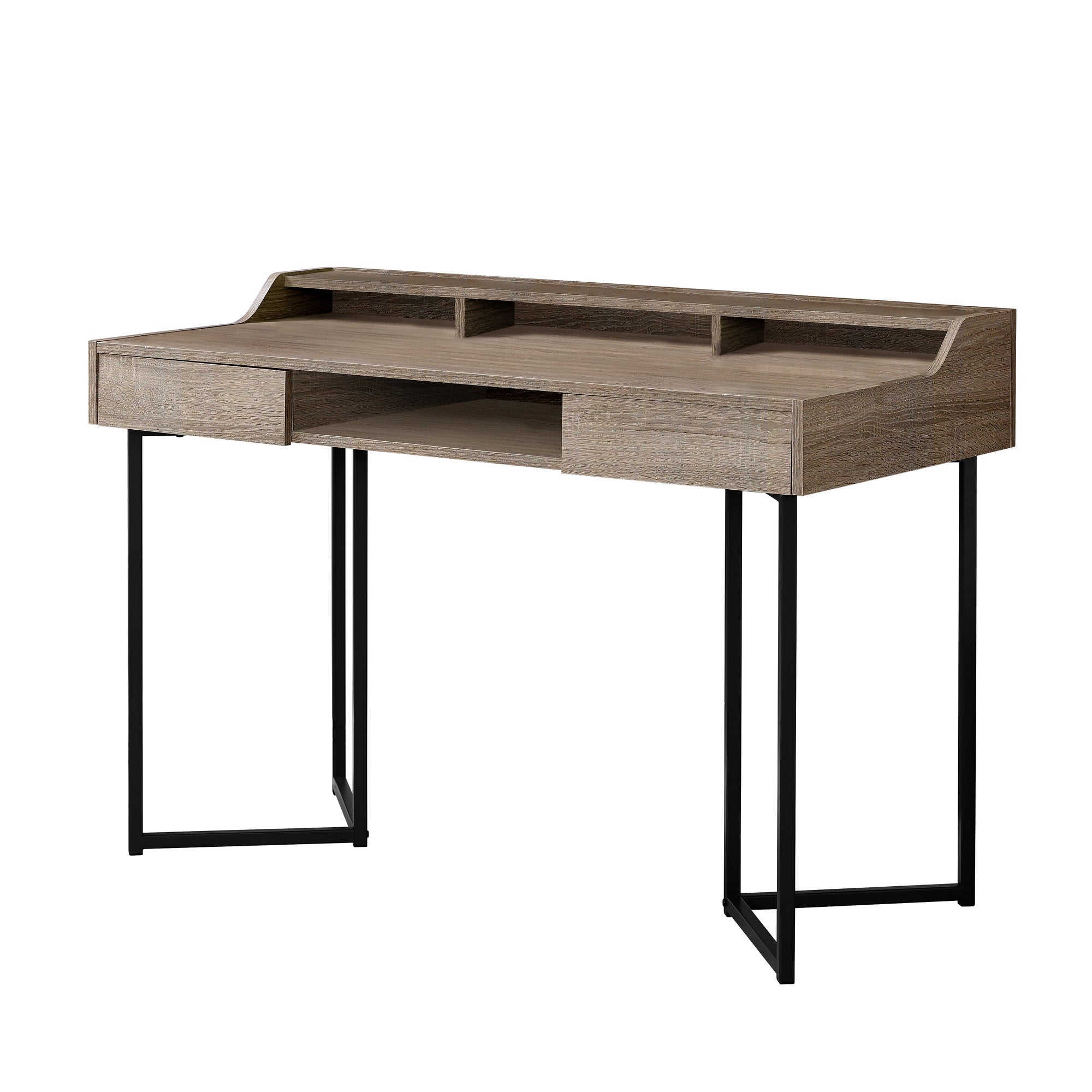 Computer Desk - 48L / Dark Taupe / Black Metal