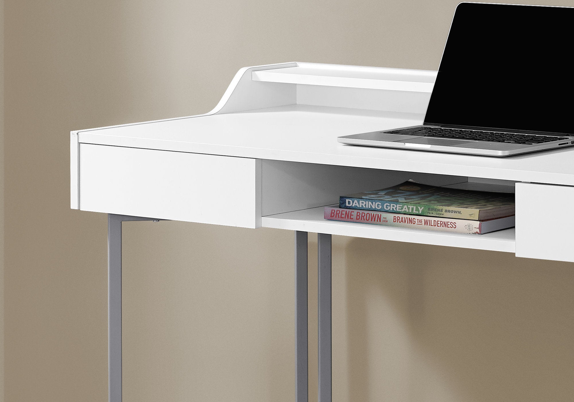 Computer Desk - 48L / White / Silver Metal
