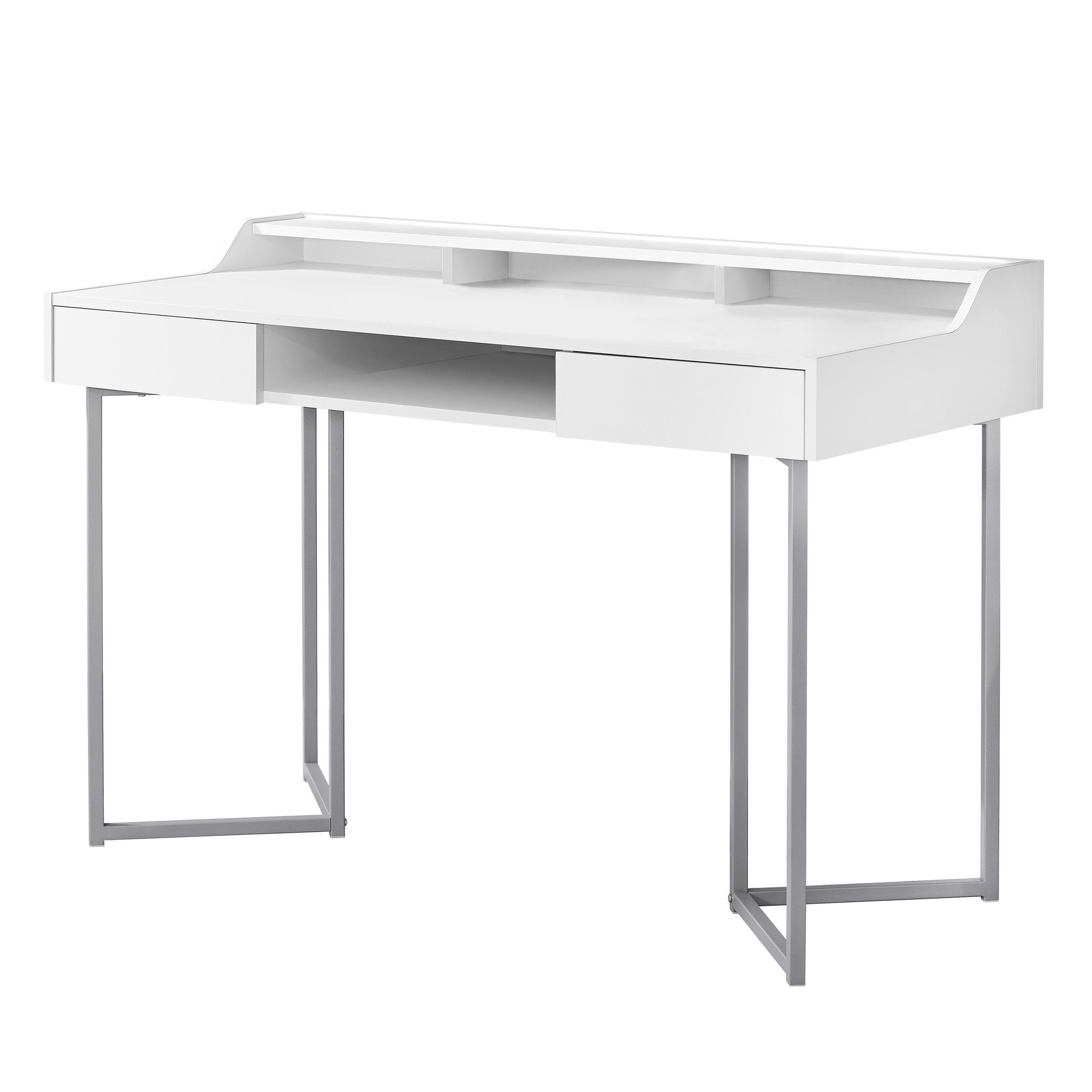Computer Desk - 48L / White / Silver Metal