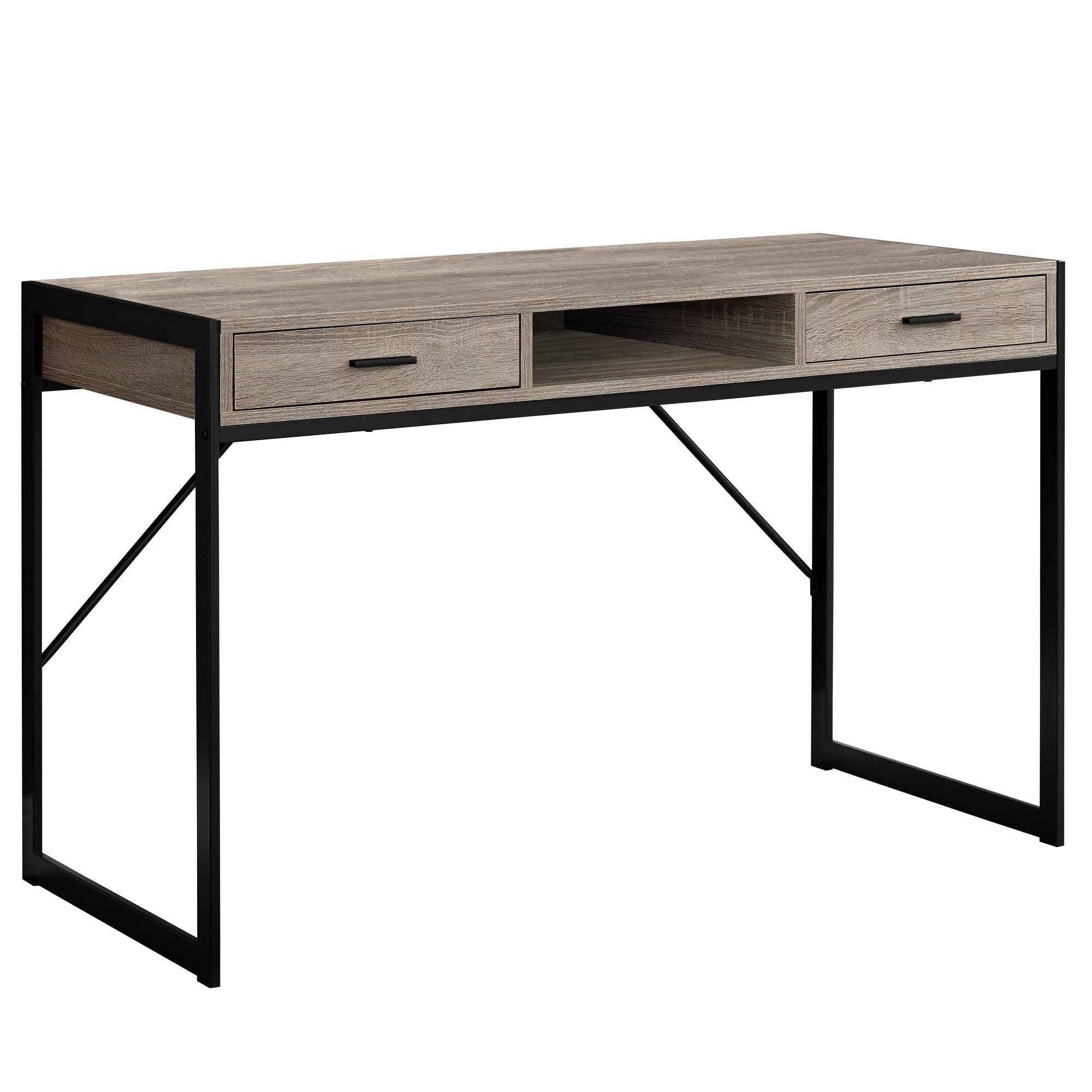 Computer Desk - 48L / Dark Taupe / Black Metal