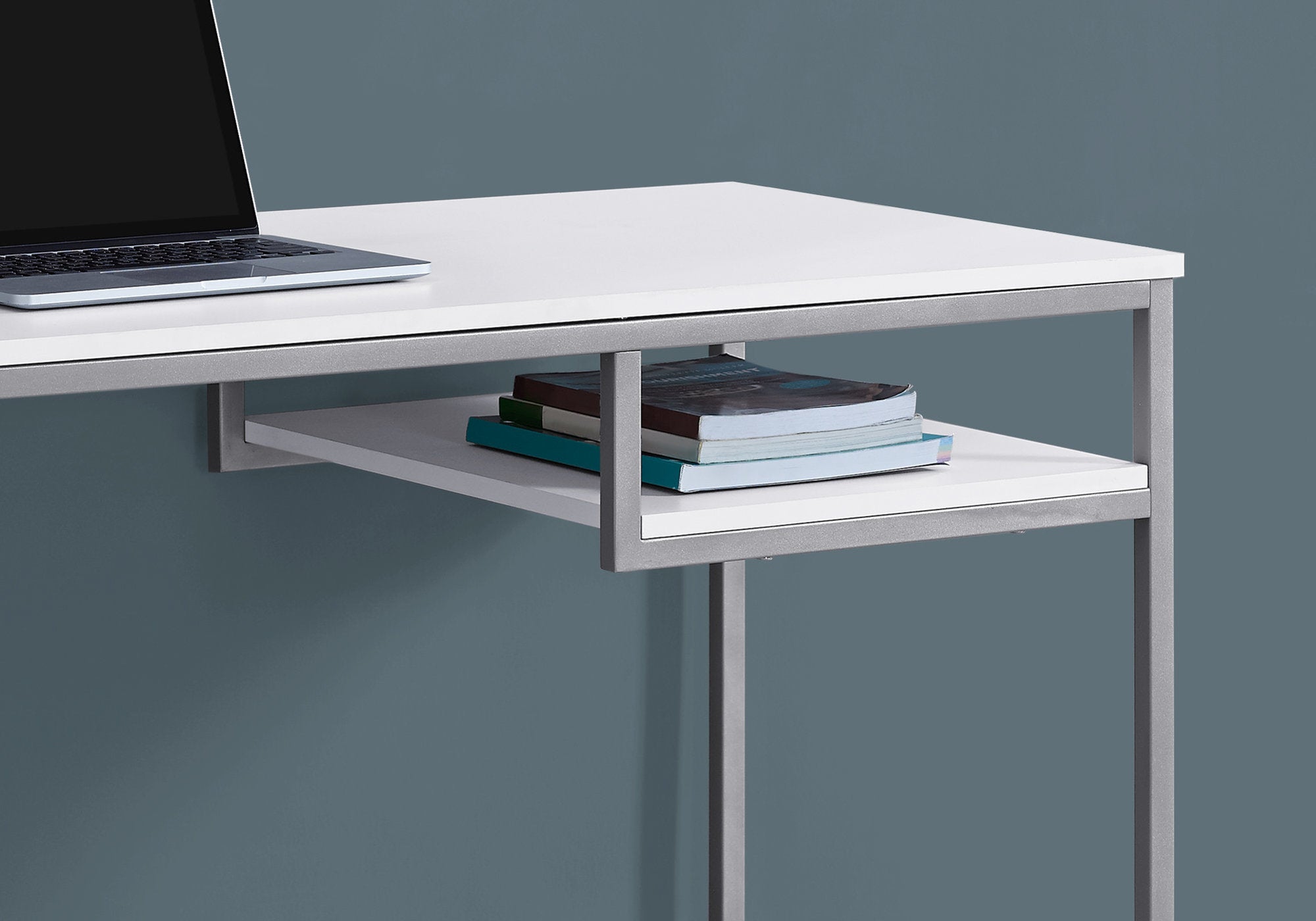 Computer Desk - 48L / White / Silver Metal