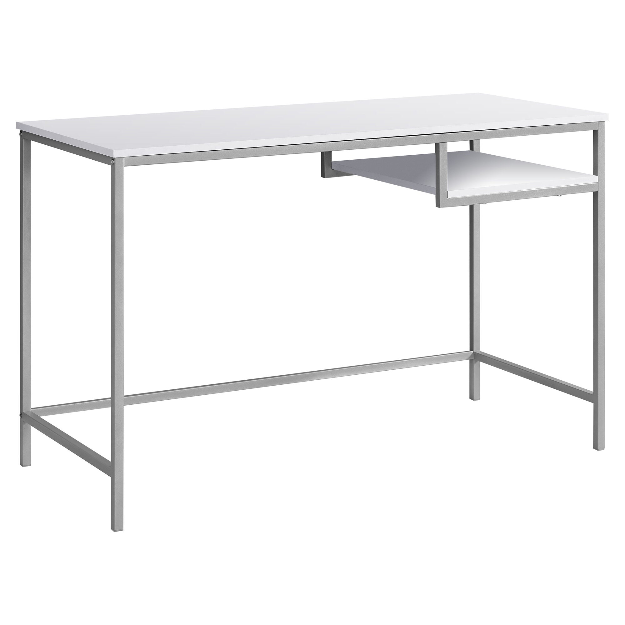 Computer Desk - 48L / White / Silver Metal