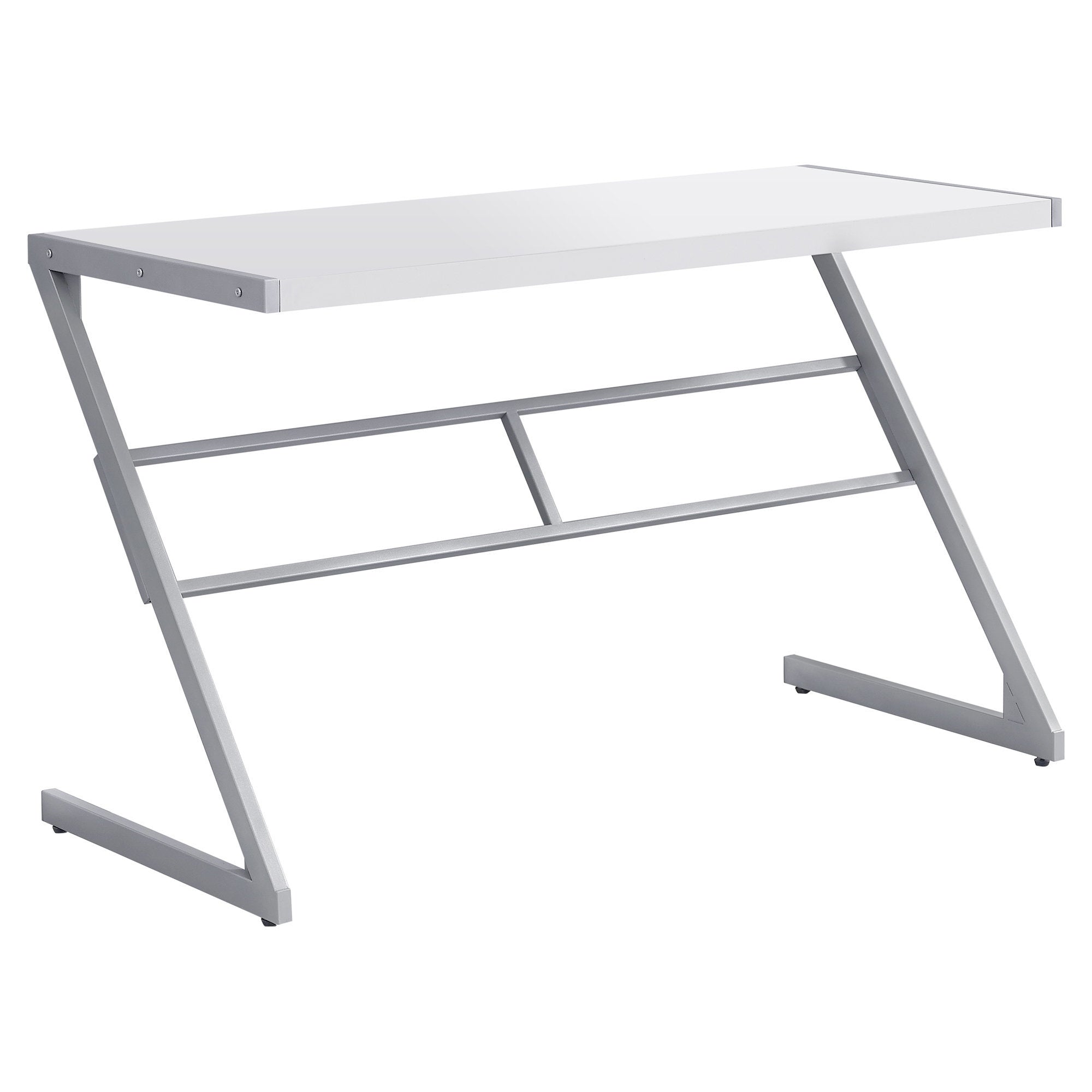Computer Desk - 48L / White / Silver Metal
