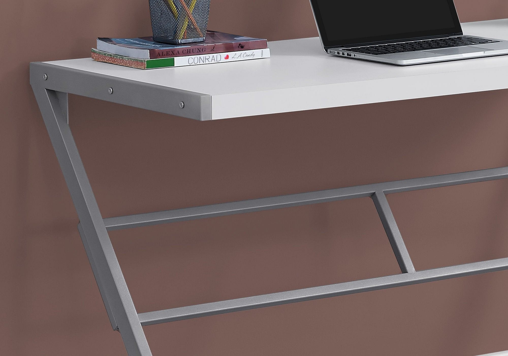 Computer Desk - 48L / White / Silver Metal