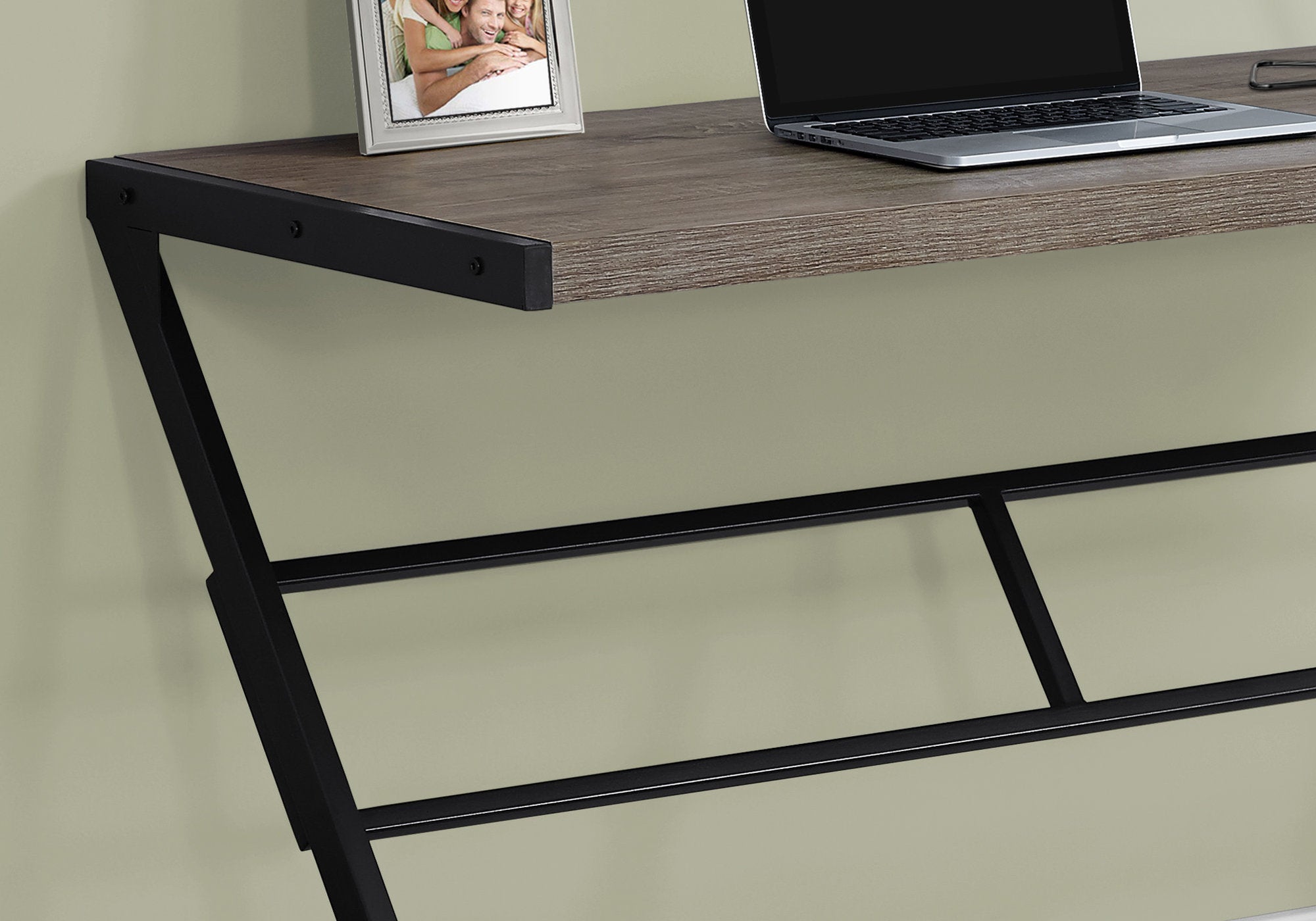 Computer Desk - 48L / Dark Taupe / Black Metal