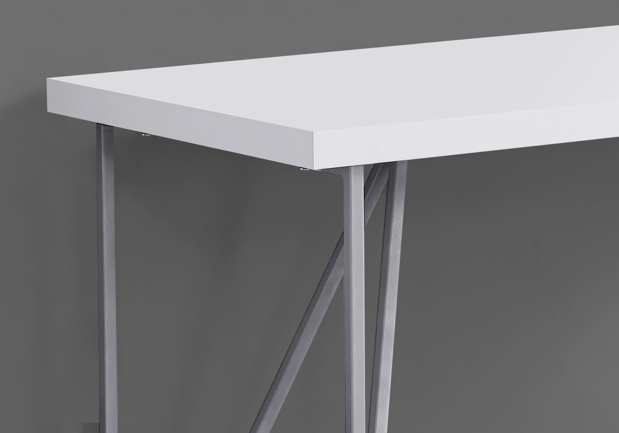 Computer Desk - 48L / White / Silver Metal