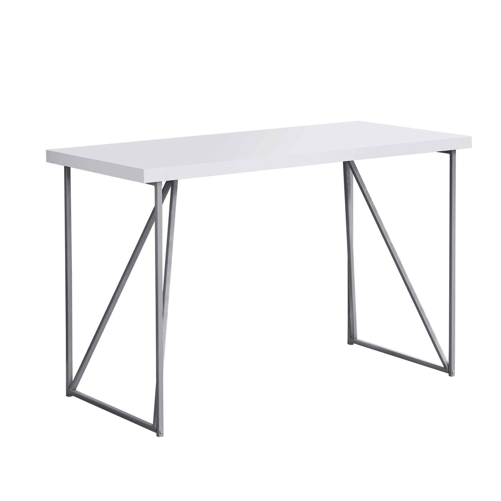 Computer Desk - 48L / White / Silver Metal