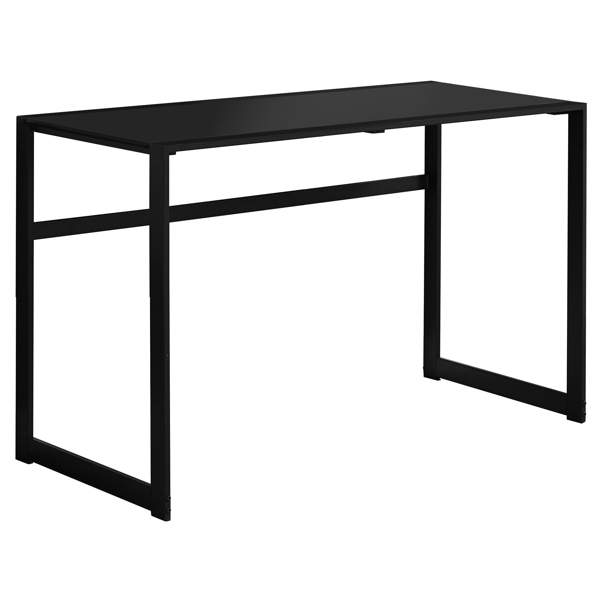 Computer Desk - 48L / Black Metal / Black Tempered Glass