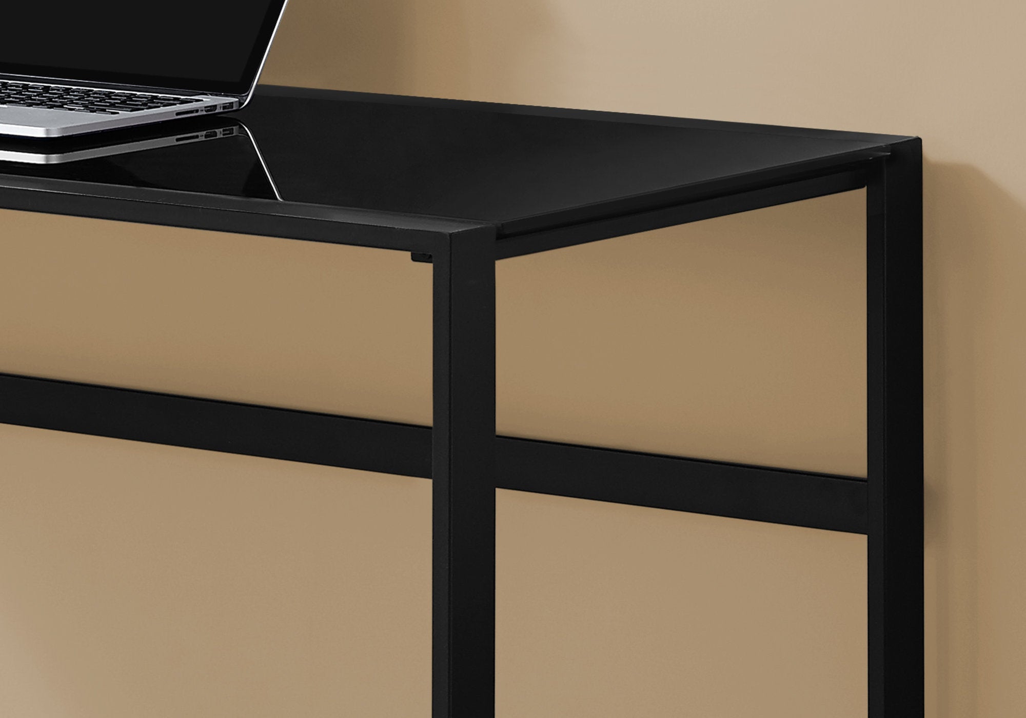 Computer Desk - 48L / Black Metal / Black Tempered Glass