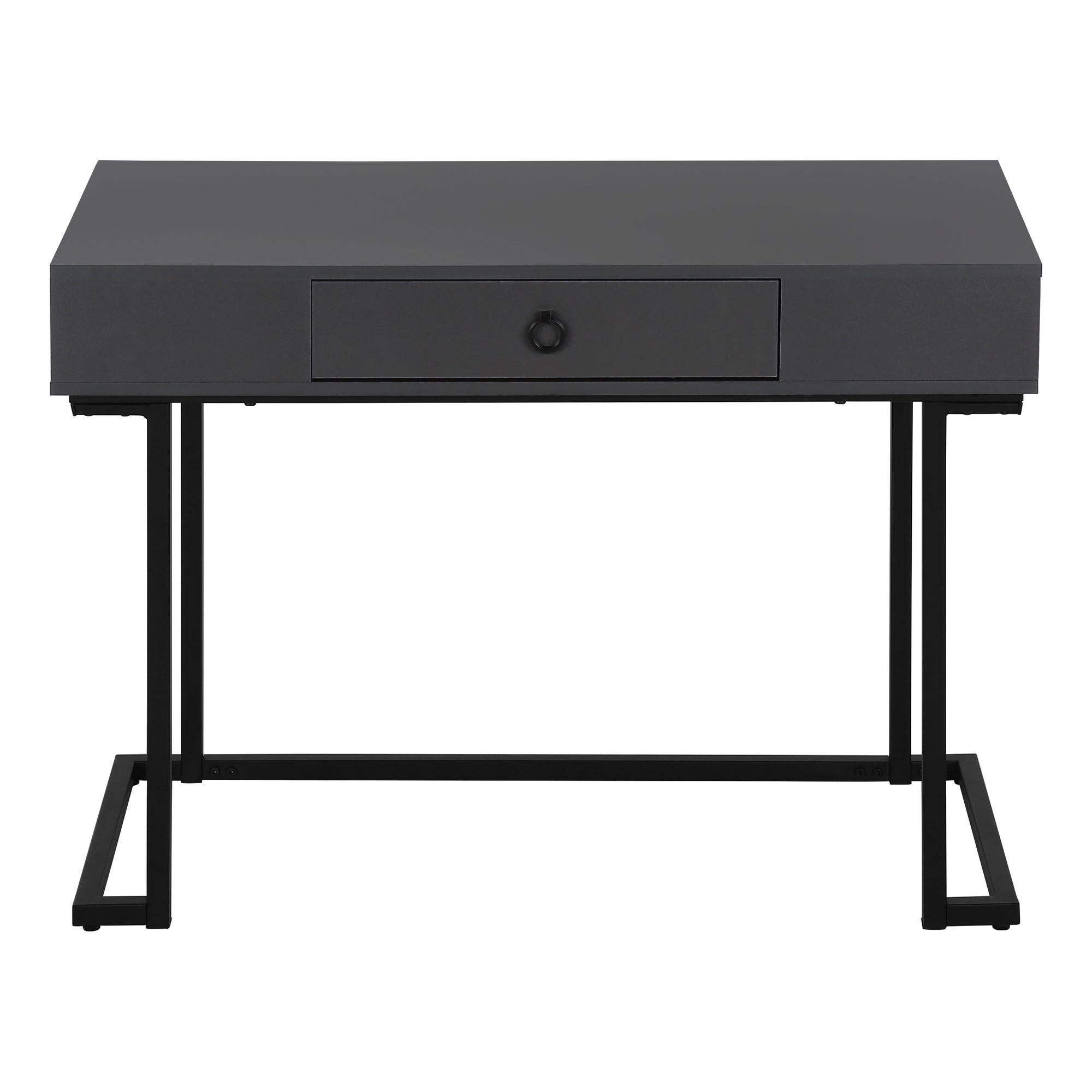 Computer Desk - 42L / Modern Grey / Black Metal
